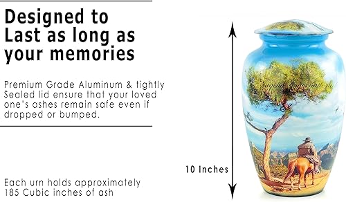 Miniatura 3 de Urnas de cremación clásicas de metal grandes de 10 pulgadas | Urna funeraria de almacenamiento de restos de cenizas de cremación | Urna funeraria