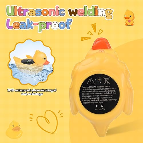 Miniatura 5 de Termómetro de baño para bebés con juguetes flotantes, monitor digital de agua y temperatura ambiente, termómetro recargable con alertas para