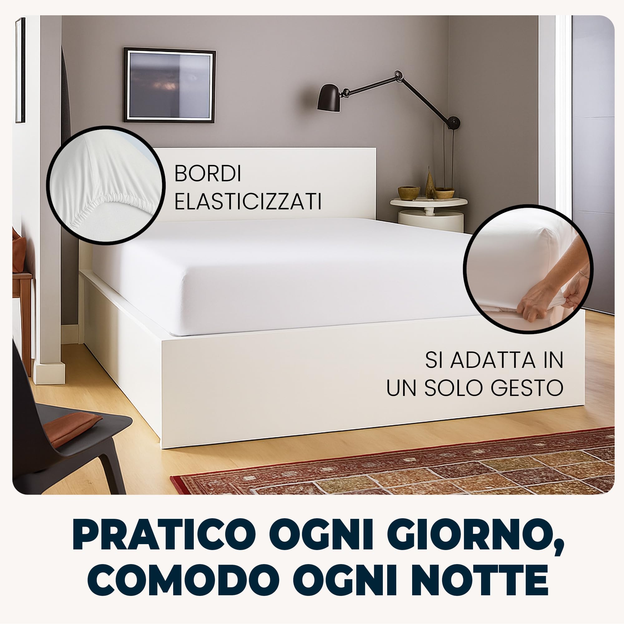 Lenzuola con Angoli 120x190 cm Bianco in Microfibra per Letto a Una Piazza e Mezza con Materasso fino a 30cm Tessuto Anti-Acaro e Ipoallergenico di Alta Qualità Morbido e Lavabile in Lavatrice