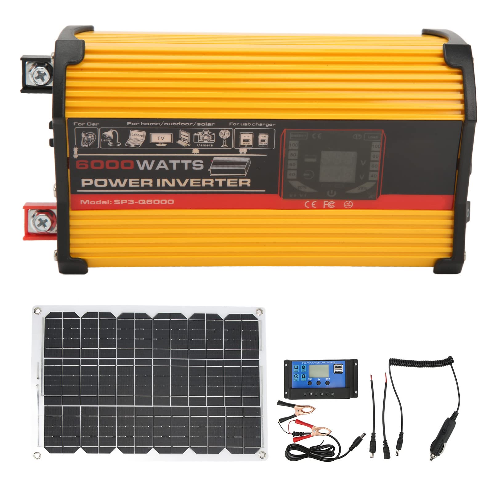 500W Dual USB Energooszczędny Combo System Falownika Słonecznego Zmodyfikowany Inwerter Falowy o Dużej Mocy Zestaw Paneli Słonecznych z Gniazdem Zapalniczki na Kemping