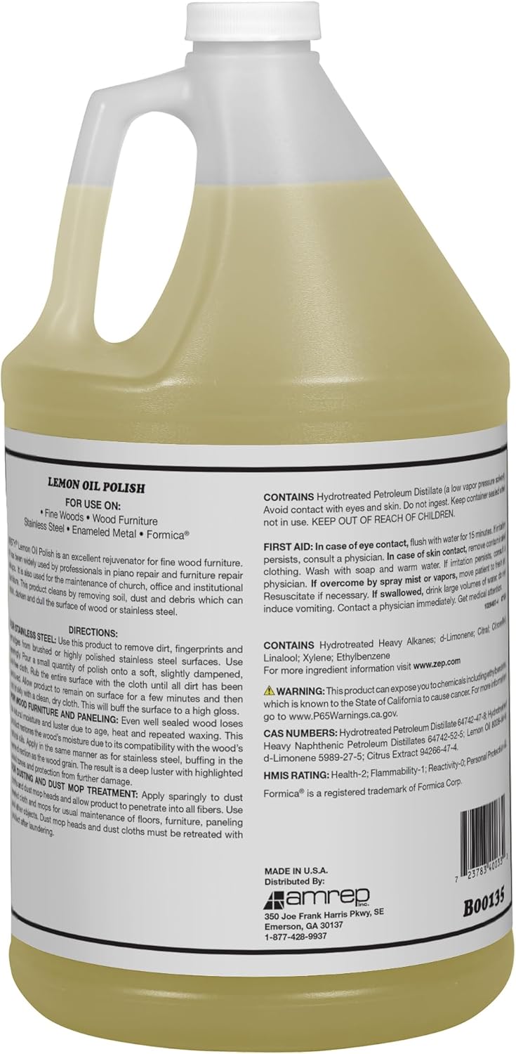 Misty Lemon Oil Polish - 1 Gallon (Case of 4) 1001517 - Excellent Rejuvenator for Fine Wood Furniture