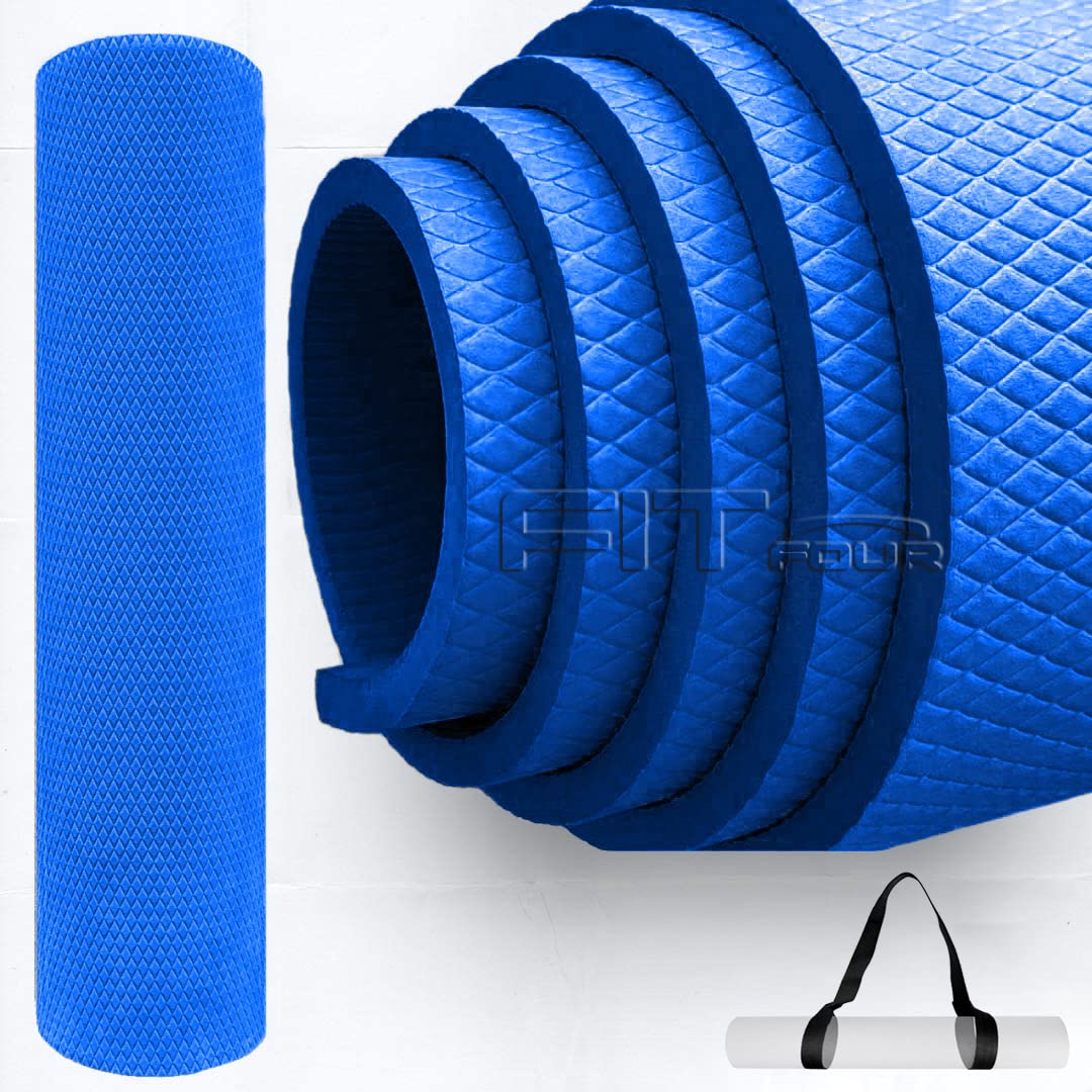 FIT FOUR ® YOGA MAT (Color-BLUE) with 4-MM Anti Skid, Light Weight, Extra Large Made by EVA Quality for Men & Women Gym Workout and Yoga Exercise with Shoulder Strap (Qnty-1 Pcs) (B09M6VSXMG) Amazon Price History, Amazon Price Tracker