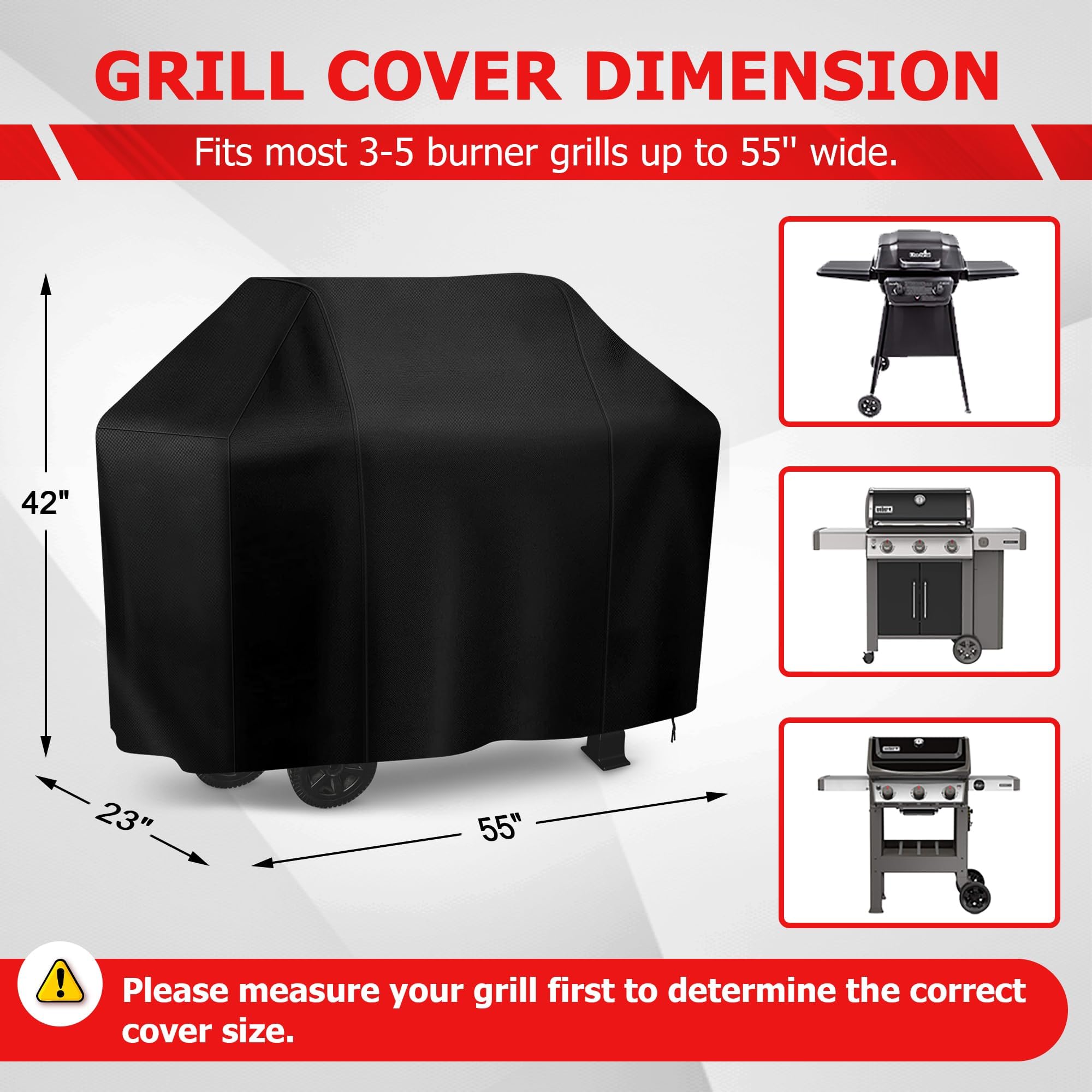 i COVER 55 Inch Grill , Waterproof Patio Outdoor BBQ Gas Grill Barbecue Smoker for Weber Char-Broil Brinkmann Holland JennAir and More