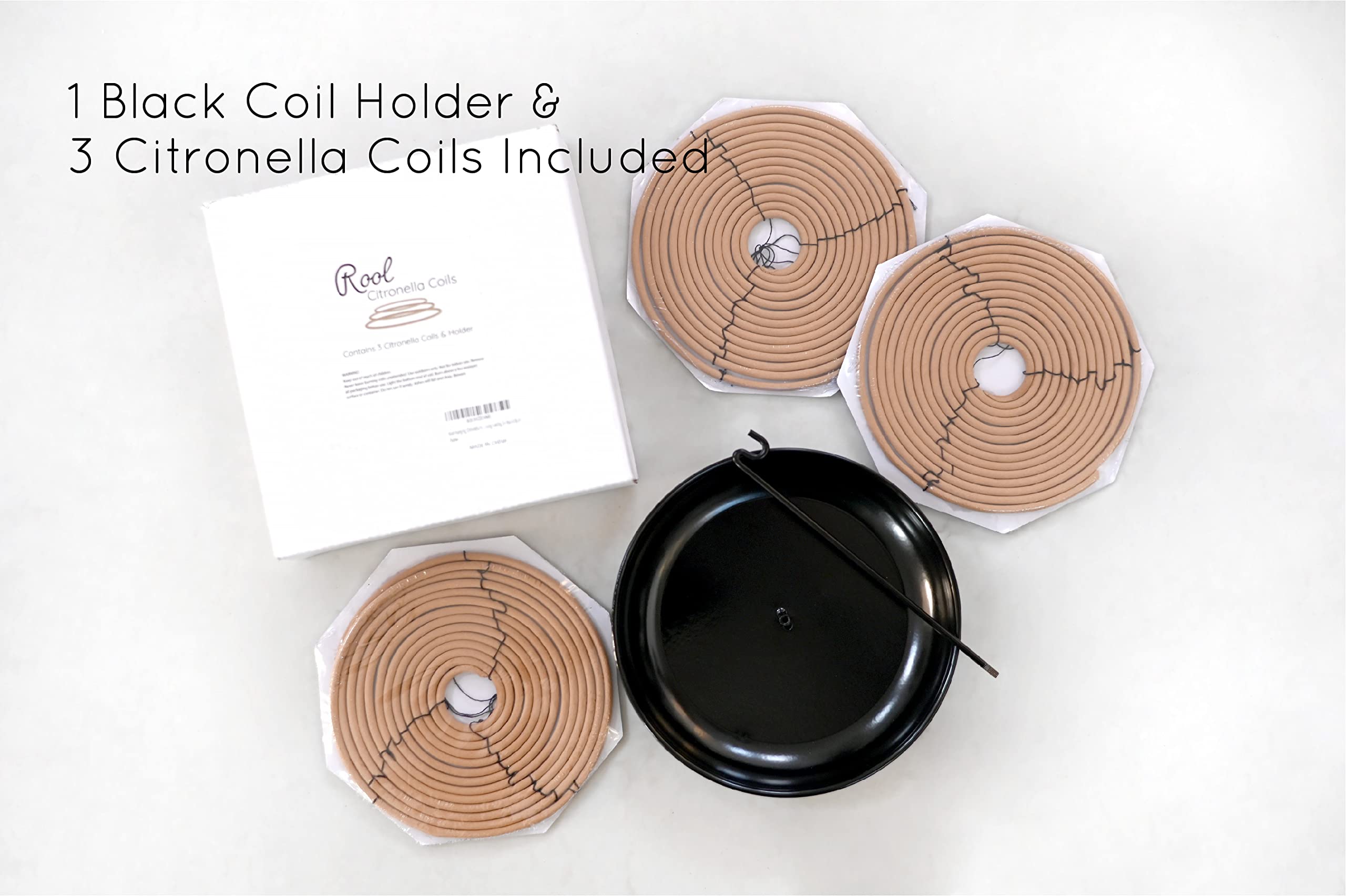 Rool Hängende Citronella-Räucherstäbchenspule und Halter, Outdoor-Kerzen, Hinterhof- und Camping-Beleuchtung, Citronella-Öl, Räucherstäbchen