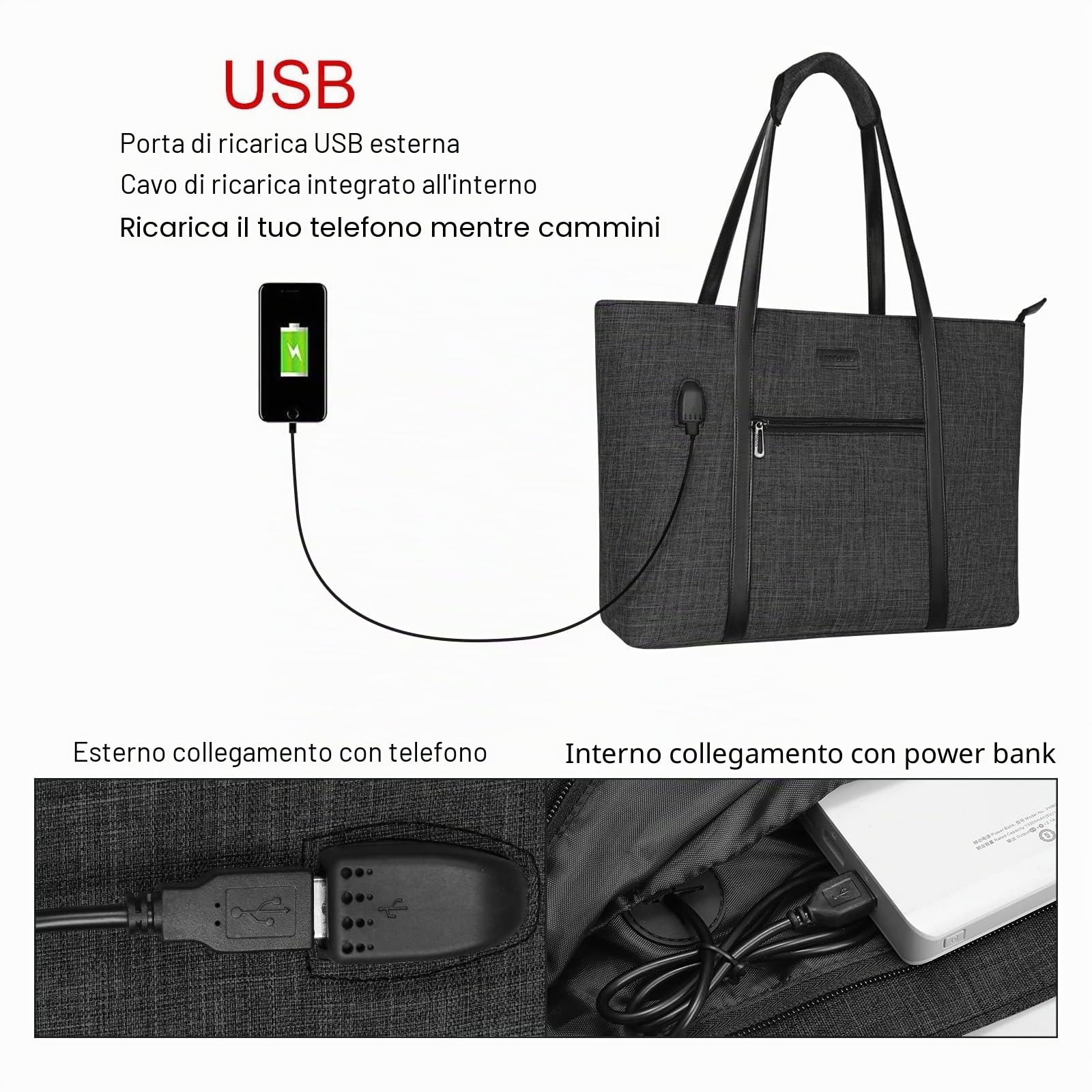 MOSISO USB Porta Laptop Tote Borsa per Donna per MacBook,17-17,3 pollici