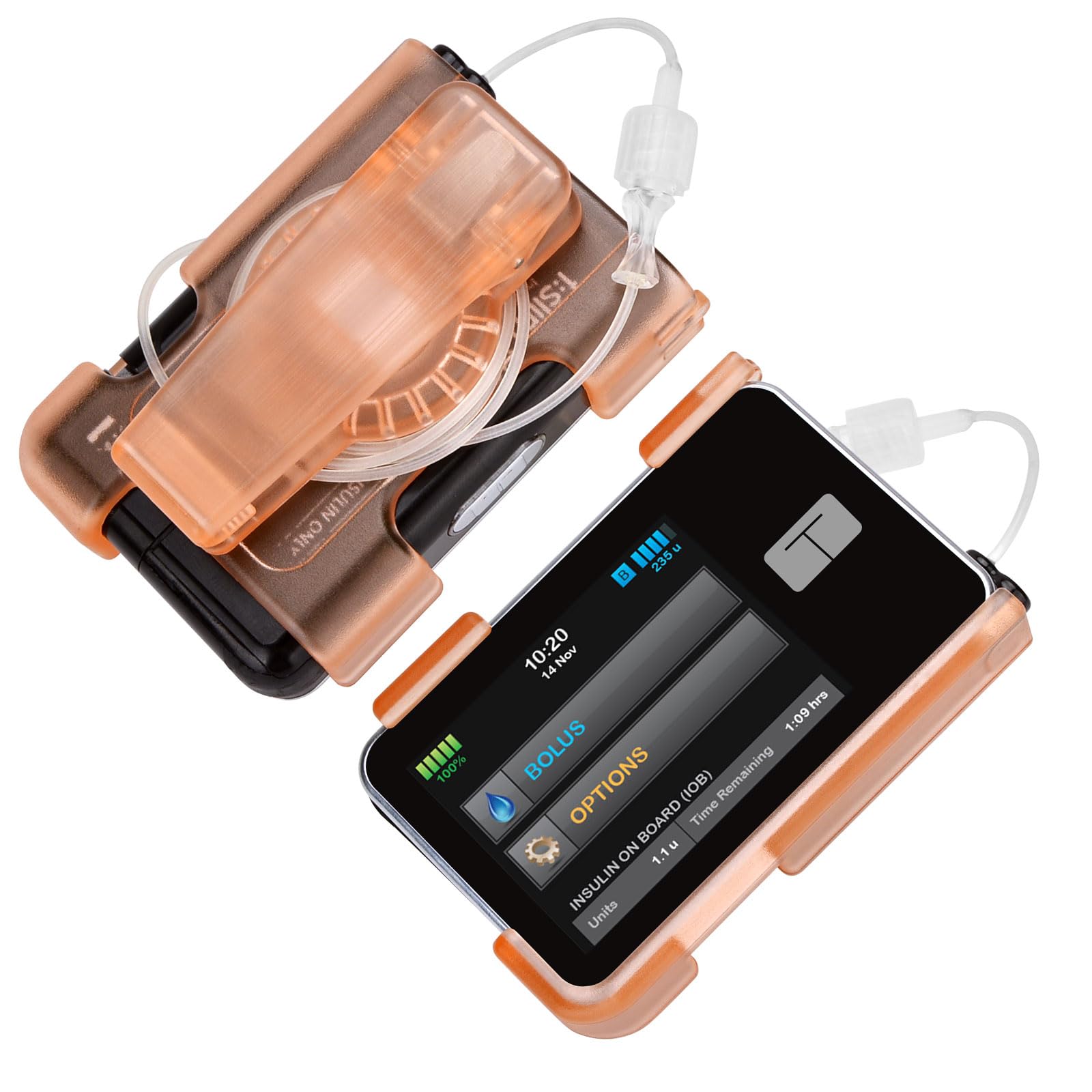 tSlim x2 Pump Cases with Clip, Tandem Tslim x 2 Pump Case with 360° Rotating Clip, Sturdy Tandem Pump Case, t:Slim Pump Accessory, Perfectly Compatible with t-Slim Pump X2 & G4 -Orange