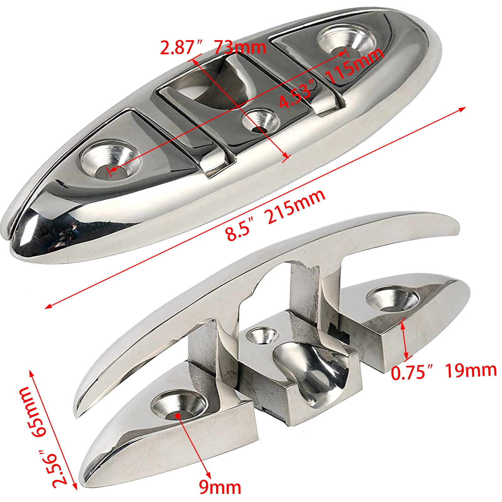 ISURE MARINE Taquet pliable pour bateau - 21,6 cm - En acier inoxydable 316 de qualité marine