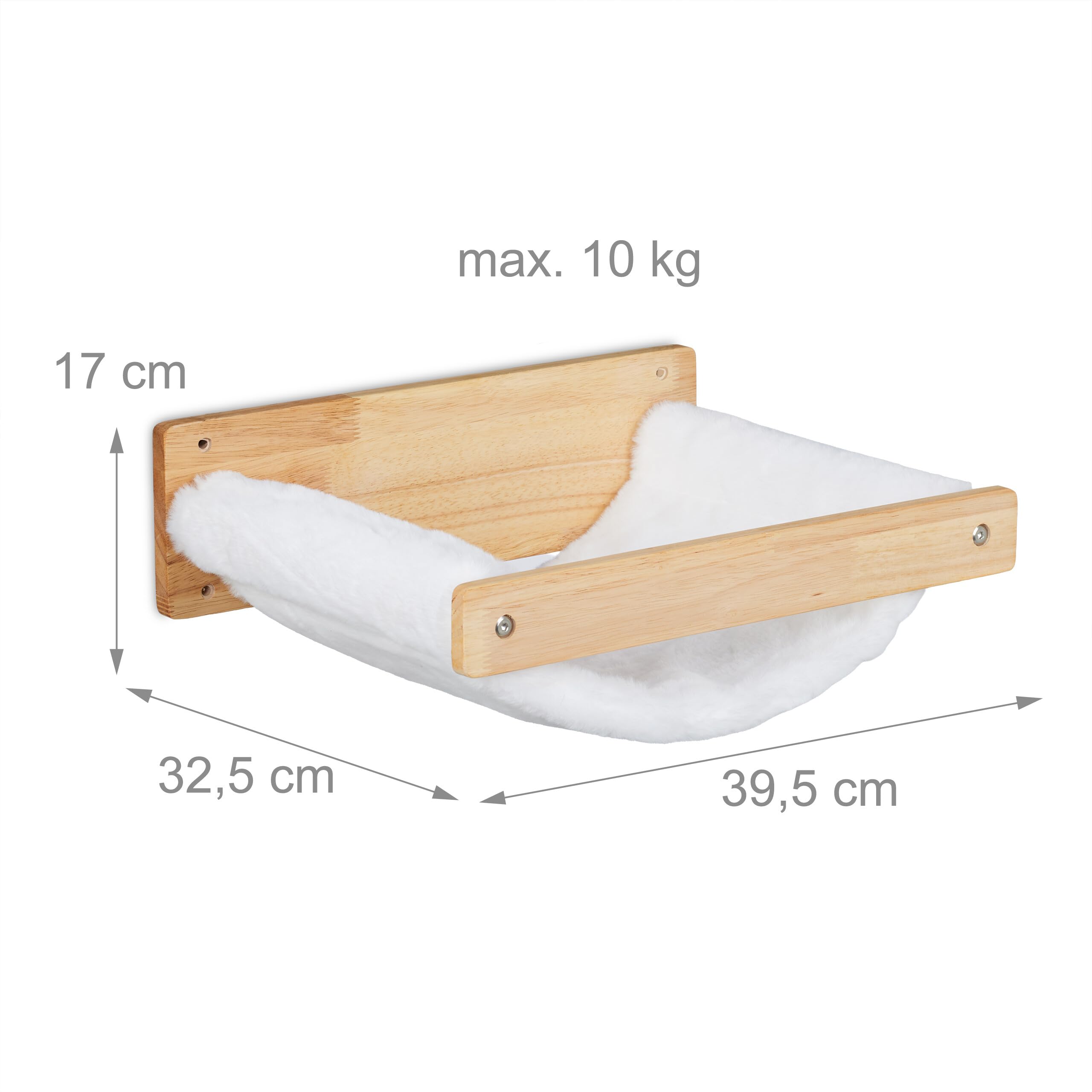 Relaxdays Cuccia Amaca da Parete per Gatti, Letto Rialzato per Animali, Percorso Arrampicata a Muro, HLP 17x39,5x32,5 cm