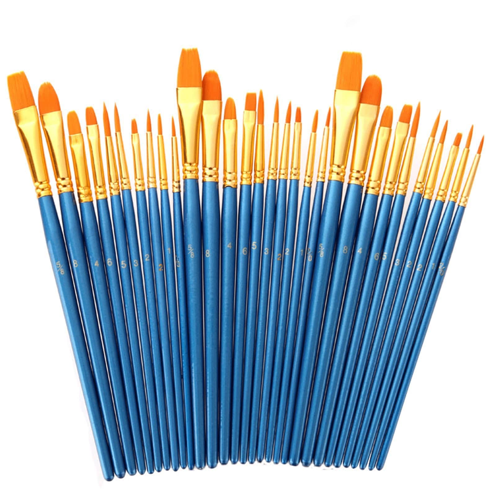Sjdopulse Blue The Multi-Purpose Brushes Acrylic Paint Brushes Set, 30Pcs Artist Paintbrushes For Acrylic Painting Oil Watercolor Canvas Boards Rock Body Face Nail Art