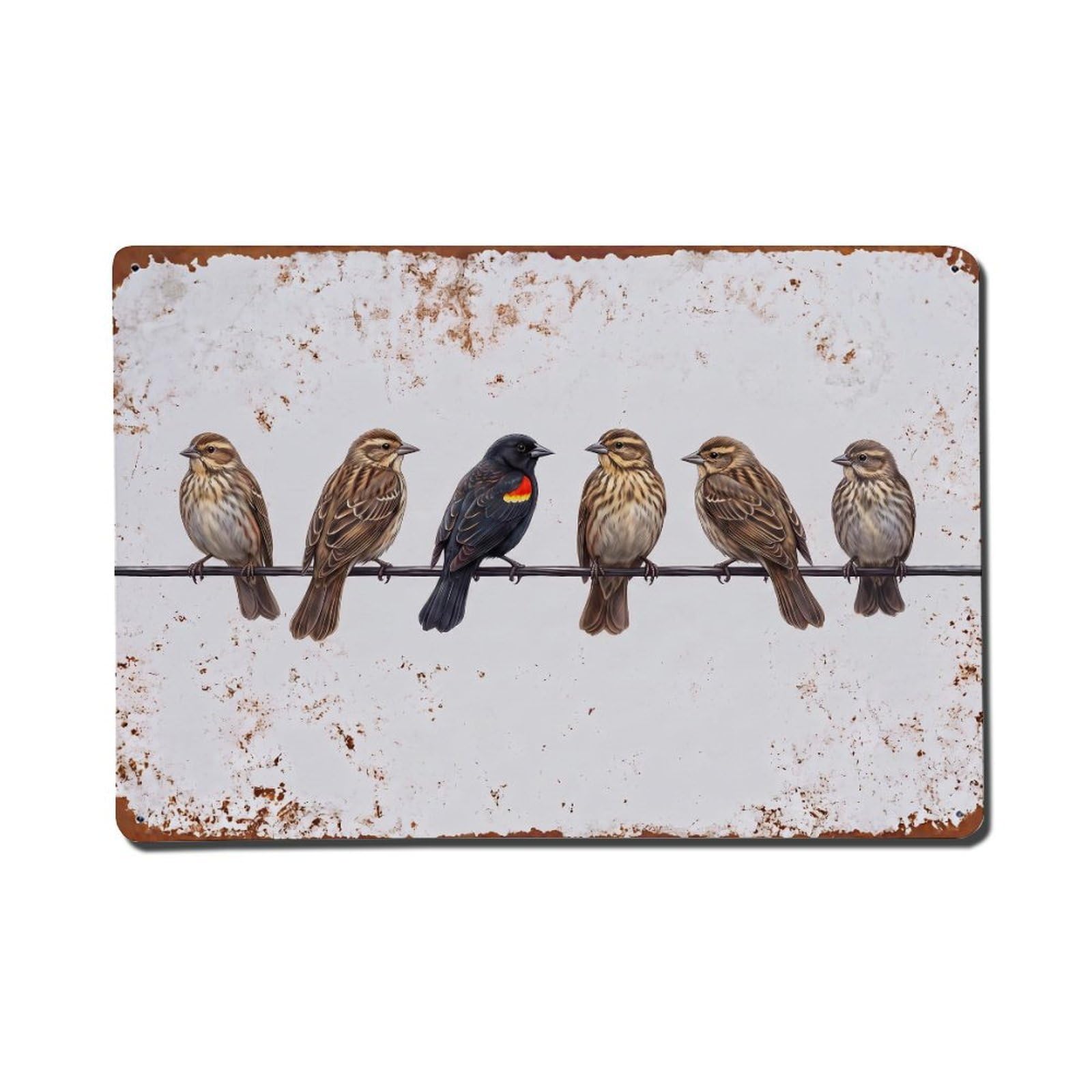 Vintage Retro Birds Redwing Metal Tin Sign