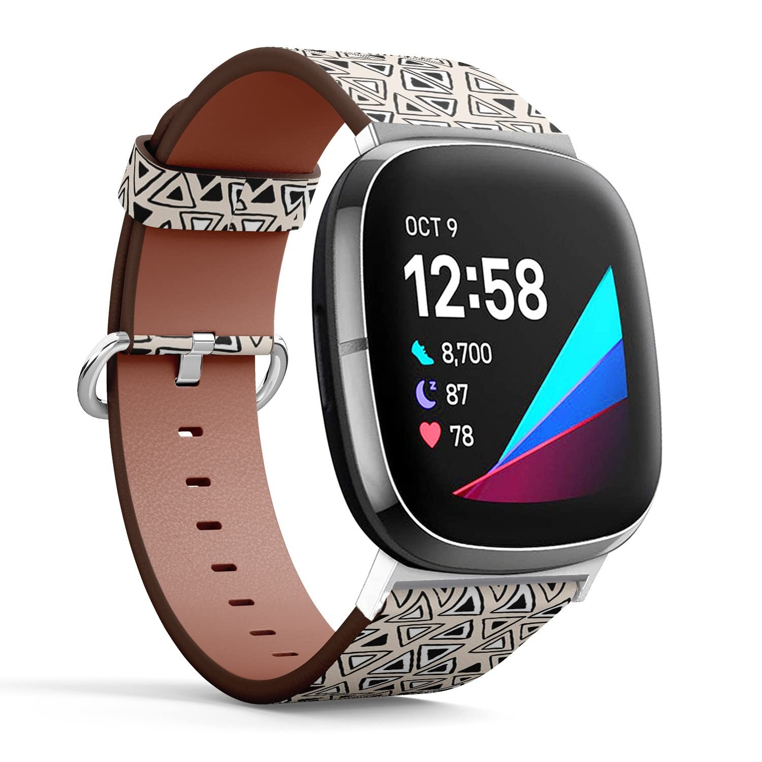 CJBROES Replacement Leather Watch Band, Compatible with Fitbit Versa 3 and Fitbit Sense of Wristband Bracelet Accessory - calligraphic-Brush