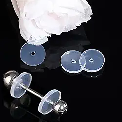 50 Peças De Anéis Silicone Para Piercings, Discos Estabilizadores Transparentes, Cicatrização Que Não Puxam, Adesivos Suporte Lóbulos Orelha 4 A 8 Mm (Almofada 9 Mm)