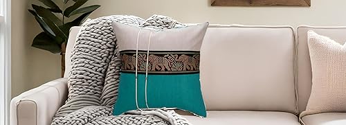Miniatura 3 de Fundas de almohada decorativas de elefante a rayas de 16 x 16 pulgadas (15.7 x 15.7 in), funda de cojín para sofá, silla, cama, inserto de