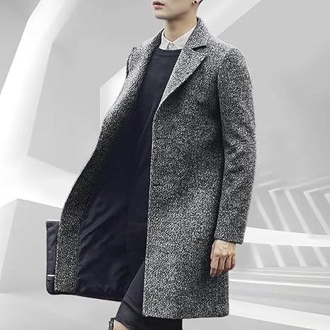 AEGJEGVD 2024 Manteau Homme Hiver Chaude En Laine Trench Coat Classique Parka Slim Fit Élegant Business Décontractée Overcoat Duffle-Coats Revers Manteau Hiver Chaud VêTements D'ExtéRieur Pas Cher