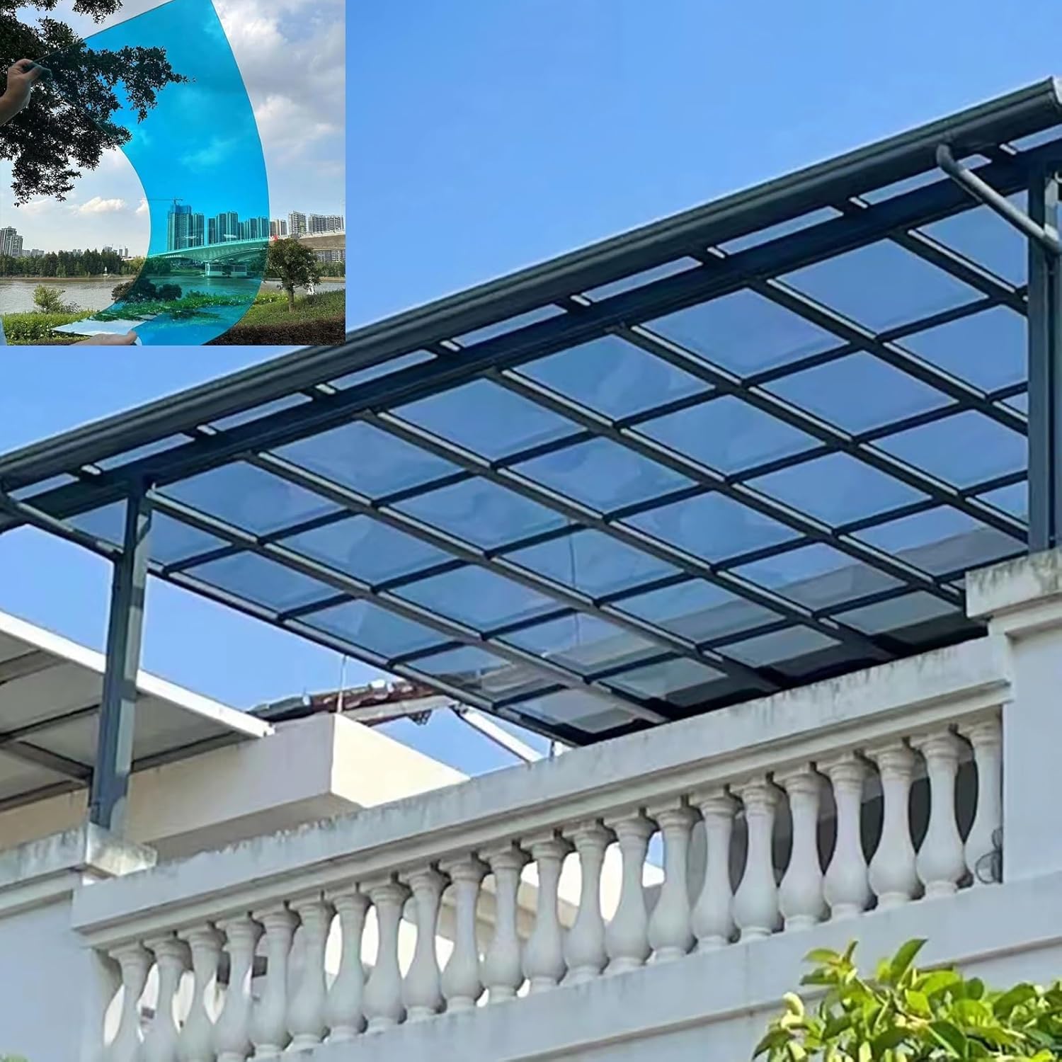 Panneaux de serre en polycarbonate robustes 1mm bleu lac contre les UV et la pluie pour terrasse