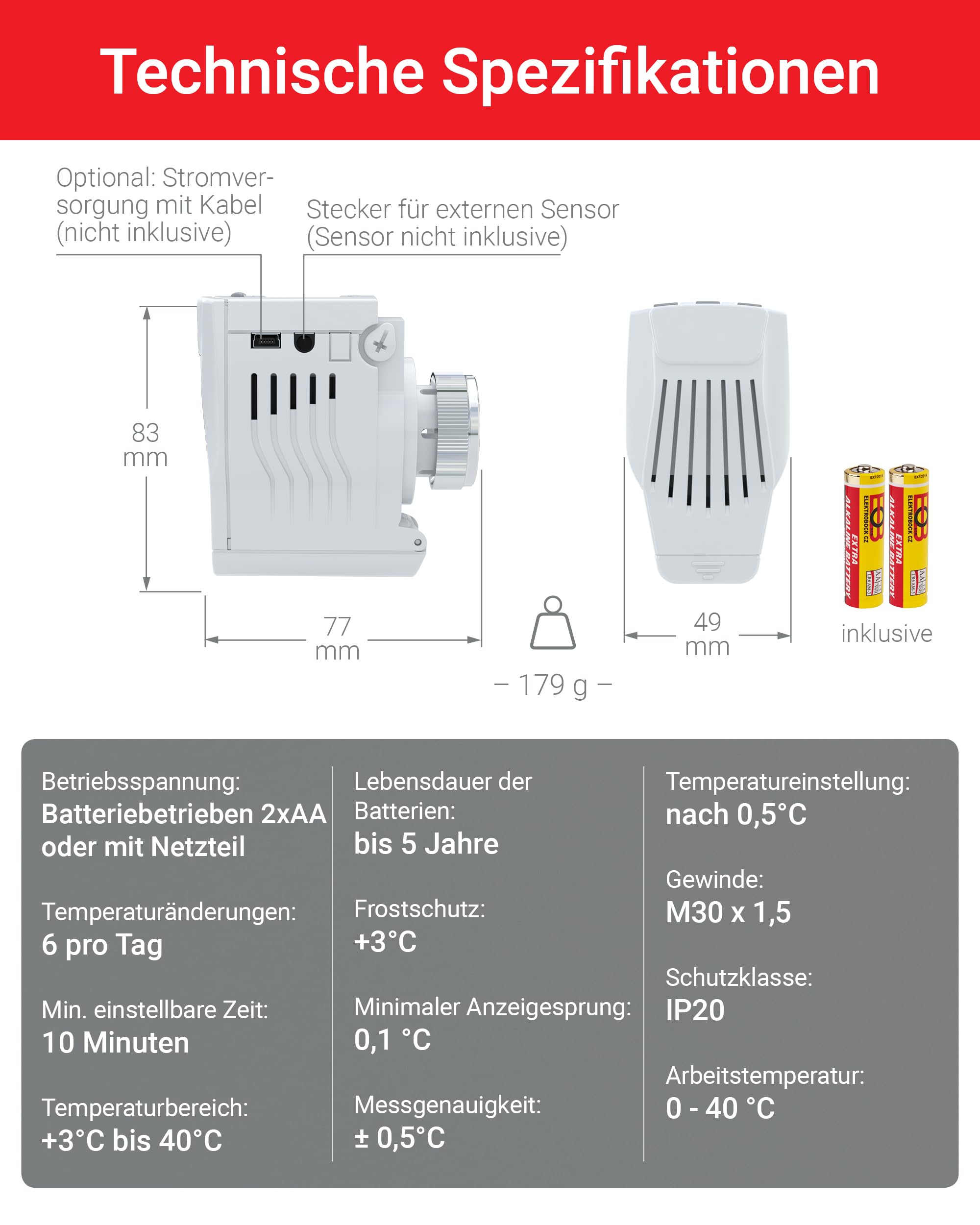Elektrobock 175 HD13 Profi - Termostato elettronico per termosifoni da 3 a 40 °C