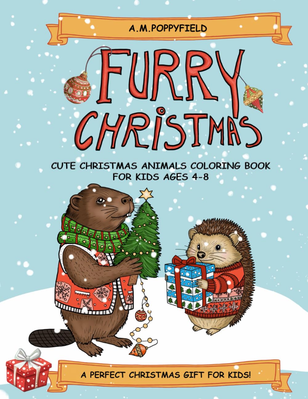 Furry Christmas: Cute Christmas Animals Coloring Book for Kids Ages 4–8