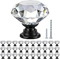 Vista 14 de POZEAN Perillas de gabinete de cristal 30 unidades, perillas para cómoda de 1.57 pulgadas para gabinete, cajón con dos tamaños diferentes