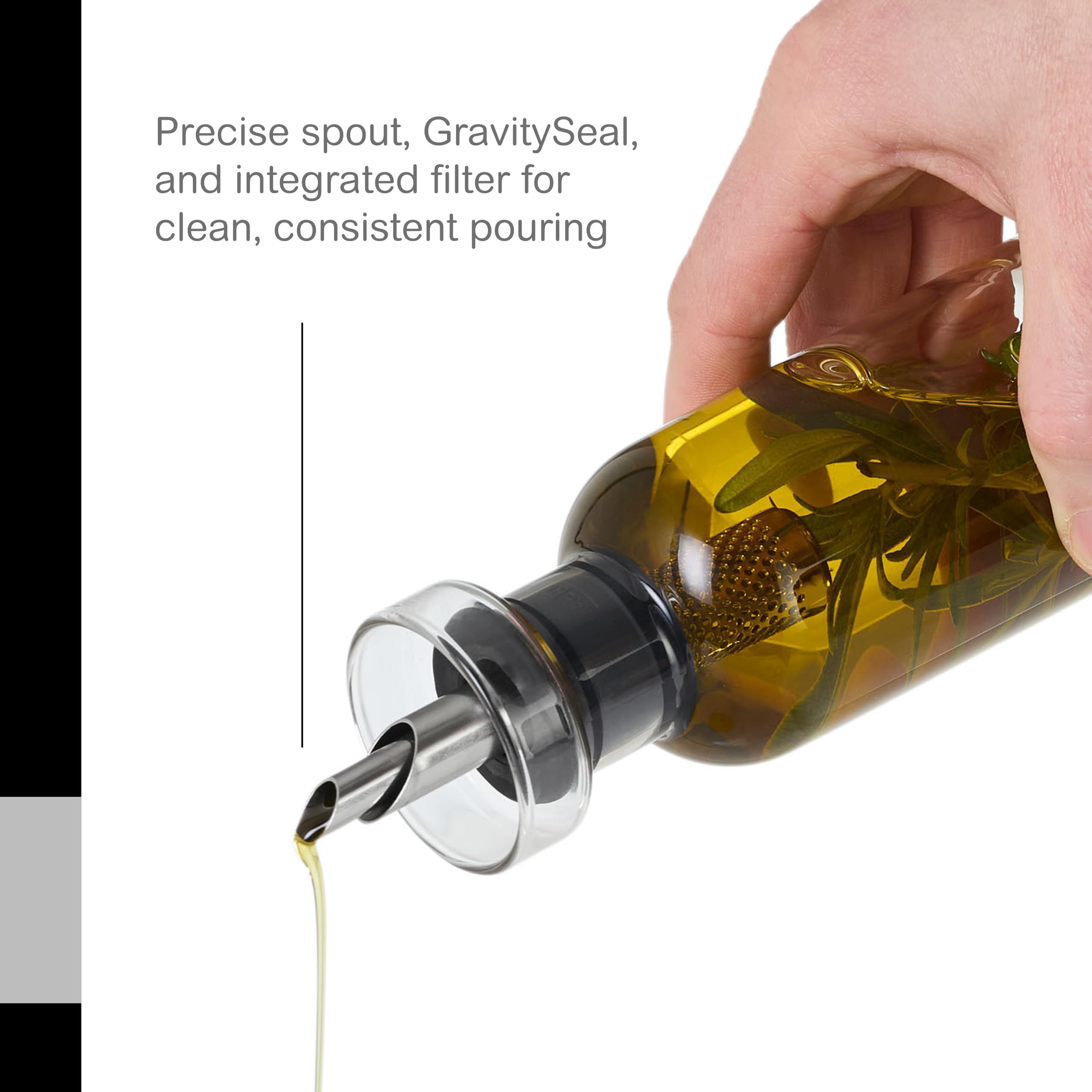 AdHoc AromaPour - Botella de aceite y vinagre de vidrio gris, 120 ml, dispensador antigoteo para aceite y vinagre, apto para lavavajillas