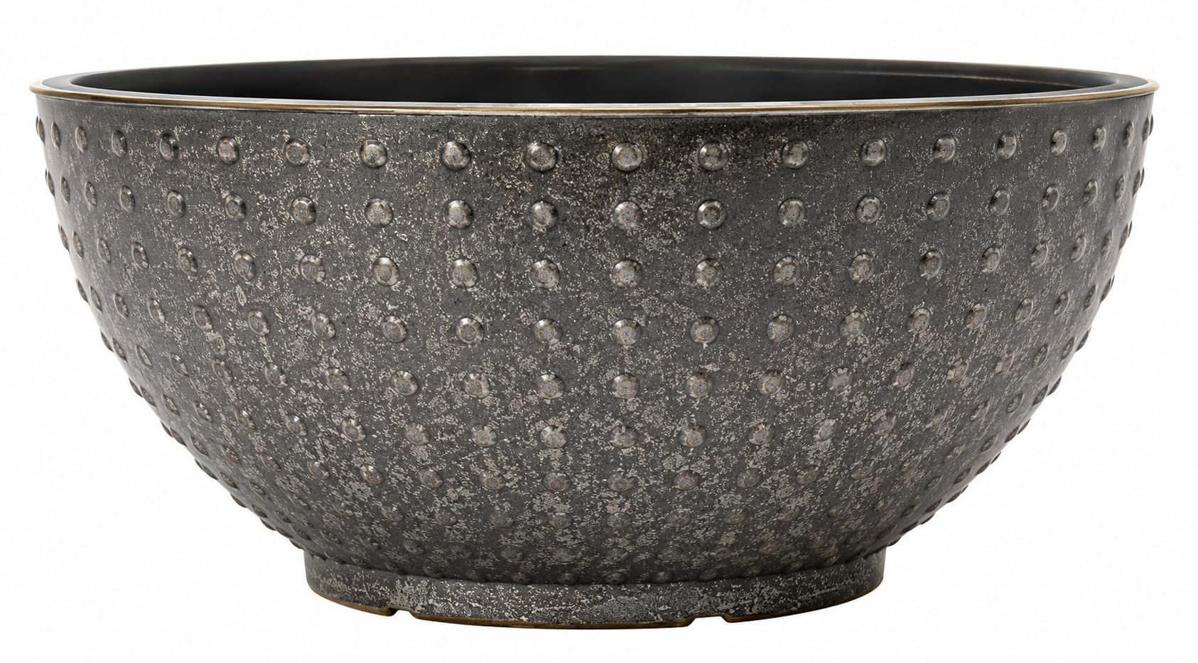 Muddy Hands Grey Faux Concrete Decorative Bowl Planter Outdoor Garden Plant Pot Round Plastic Flower Herb Tree Container For Patio, Balcony & Garden (6.7 Litre Bowl)