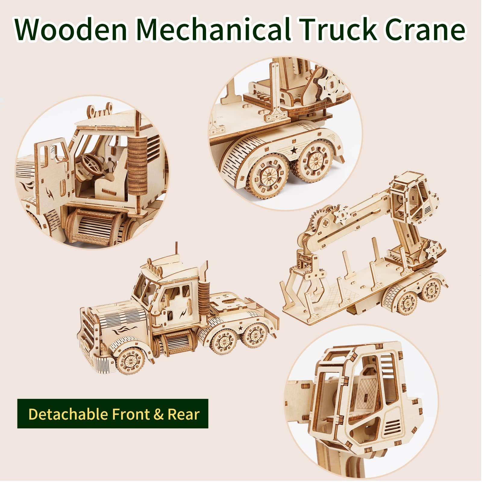 3D puzzle di legno, camion gru di legno modello di costruzione set, auto-assemblaggio meccanico costruzione set per 14 + adulti, come regalo di compleanno o collezione decorativa, 428 pezzi