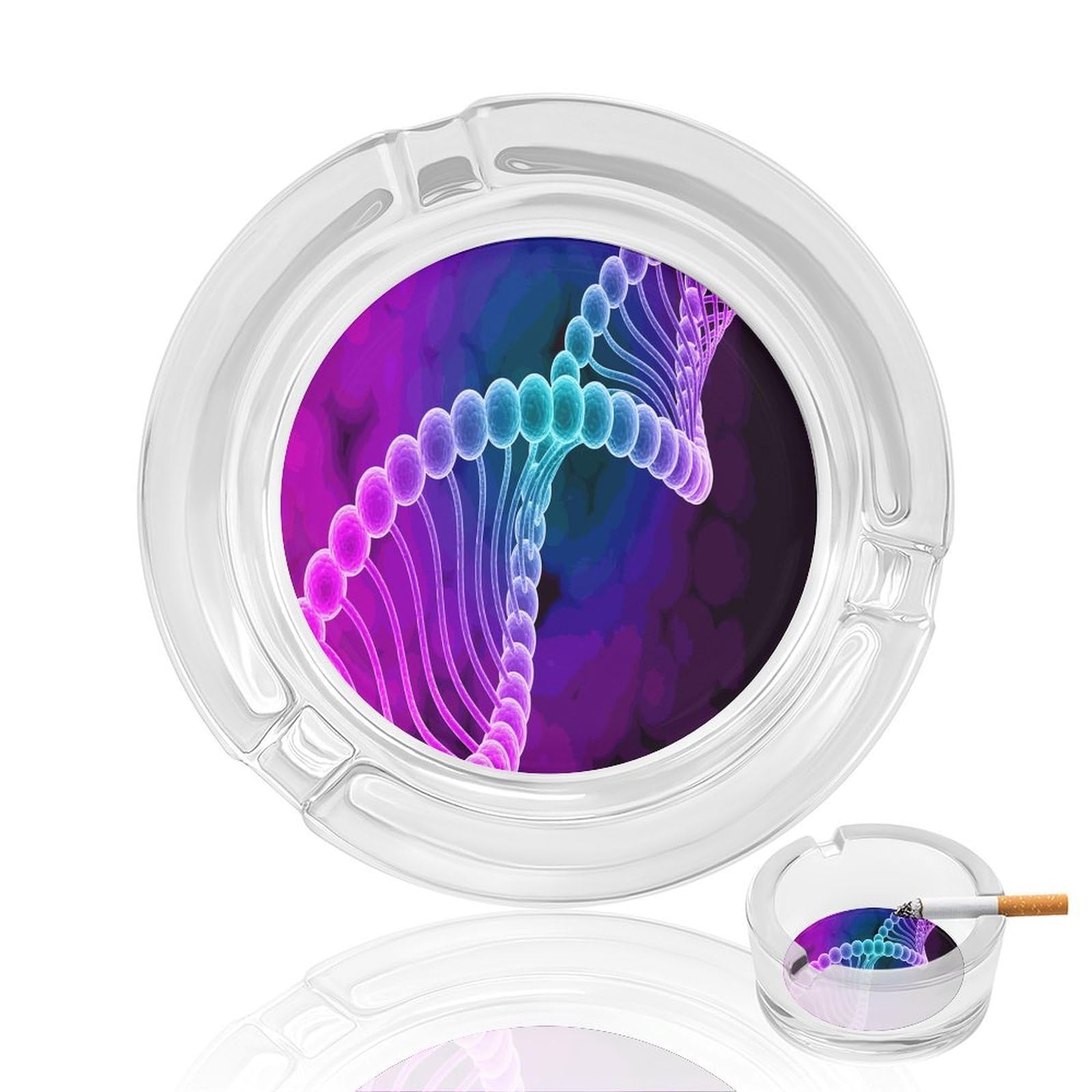 Nclqvjxzkhw Style Rainbow Dna Double Helix Glass Ashtray Round Ash Tray Smoking Trays For Home Garden Outdoor
