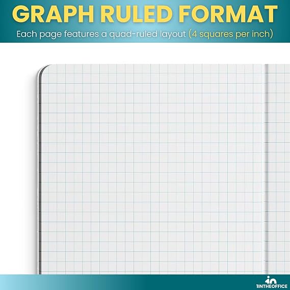 1InTheOffice Graph Composition Book, 9.75 x 7.5 Graph Paper Notebook, 100 Sheets 2 Pack
