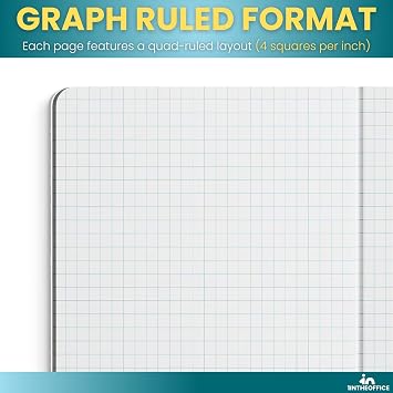 1InTheOffice Graph Composition Book, 9.75 x 7.5 Graph Paper Notebook, 100 Sheets 2 Pack