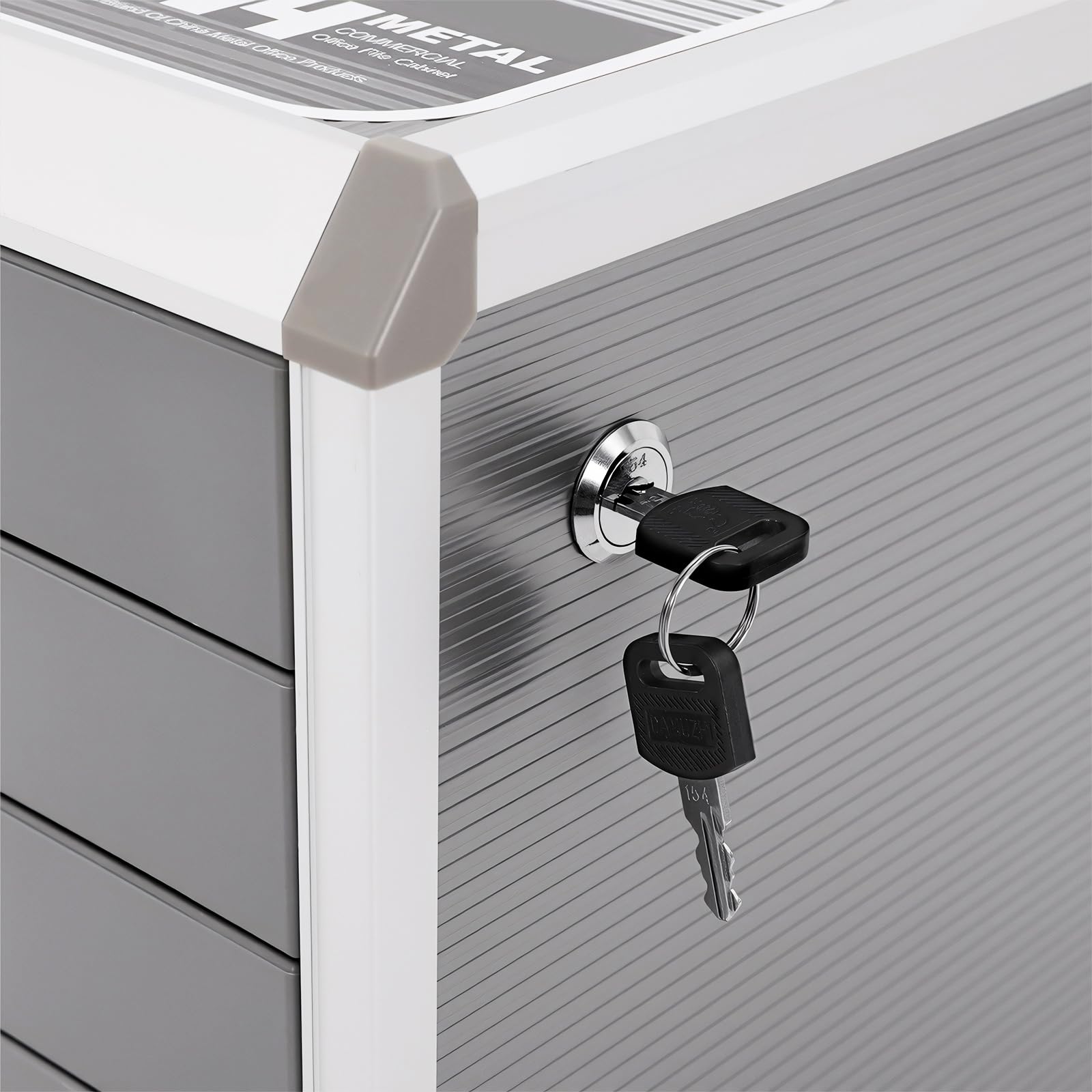 4 scomparti in metallo, con chiusura a chiave, per documenti, documenti, cassetti, organizer, cassettone da ufficio, per documenti, 31,5 x 35 x 29,8 cm