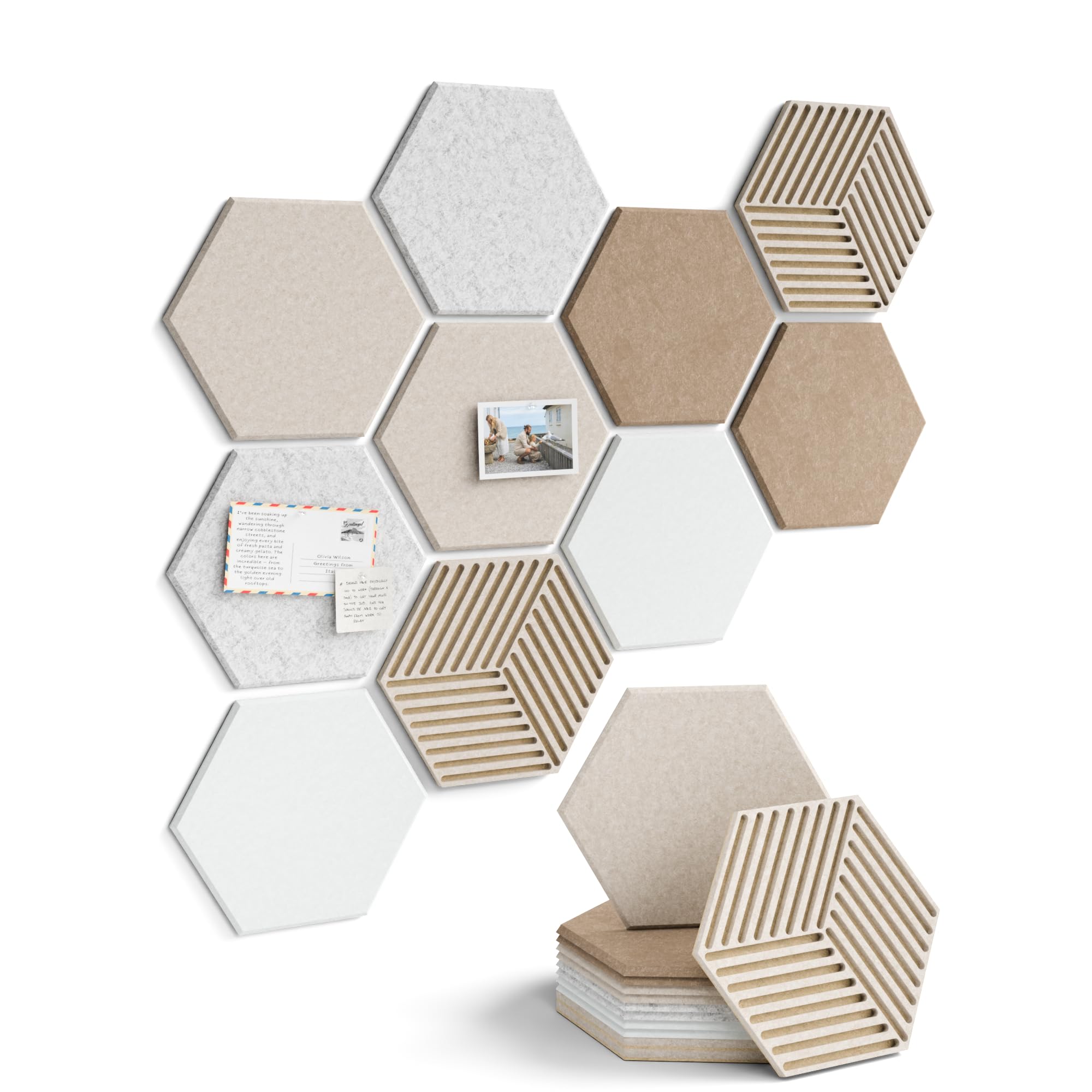 Fluxynara 10-Pack Hexagon Cork Board Alternative Wall Decor, Stone Beige — image 1