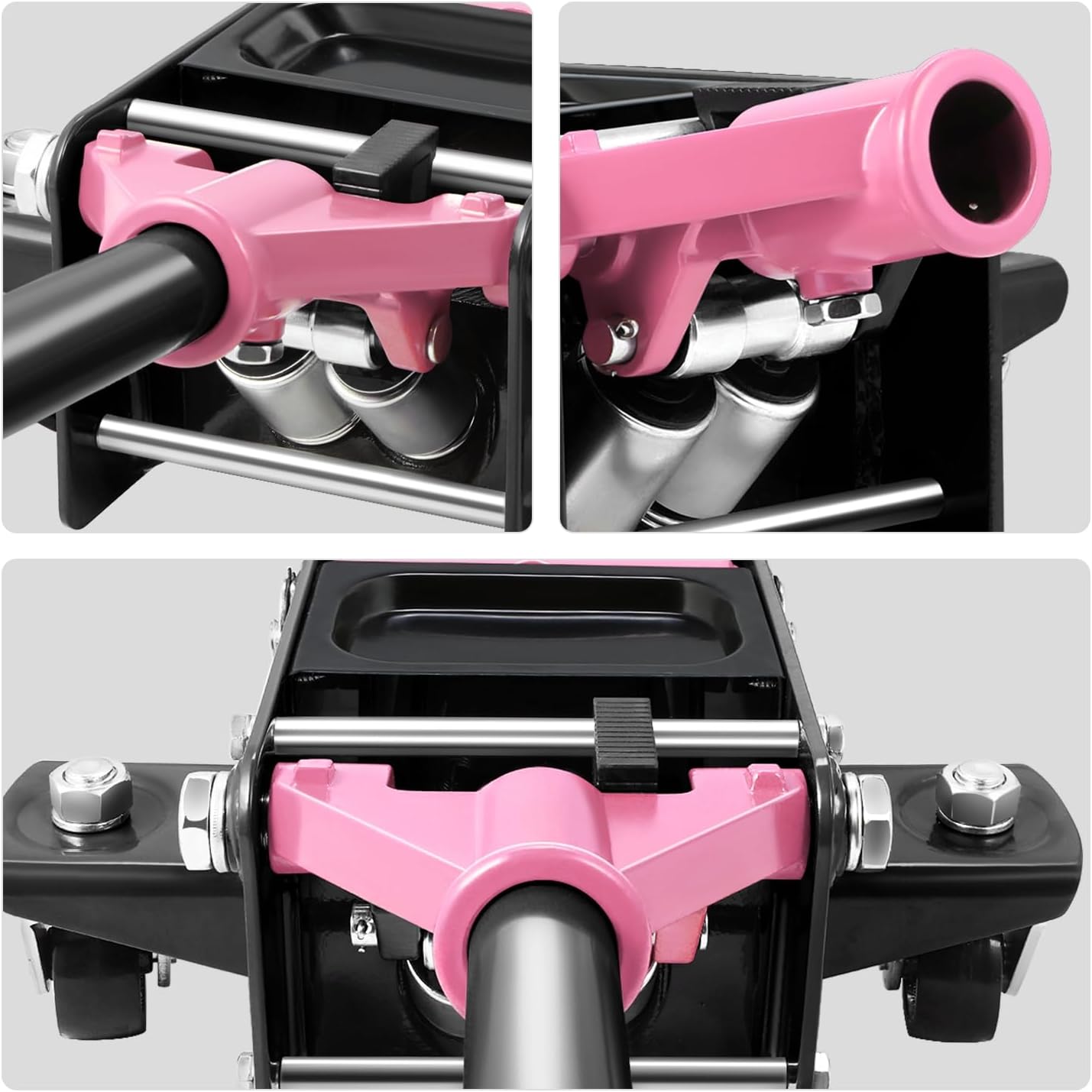 DNA Motoring Low Profile Hydraulic Trolley Service/Floor Jack, 3 Ton (6000 lbs) Capacity, Lifting Range 3"-20", Pink, TOOLS-00475-PK