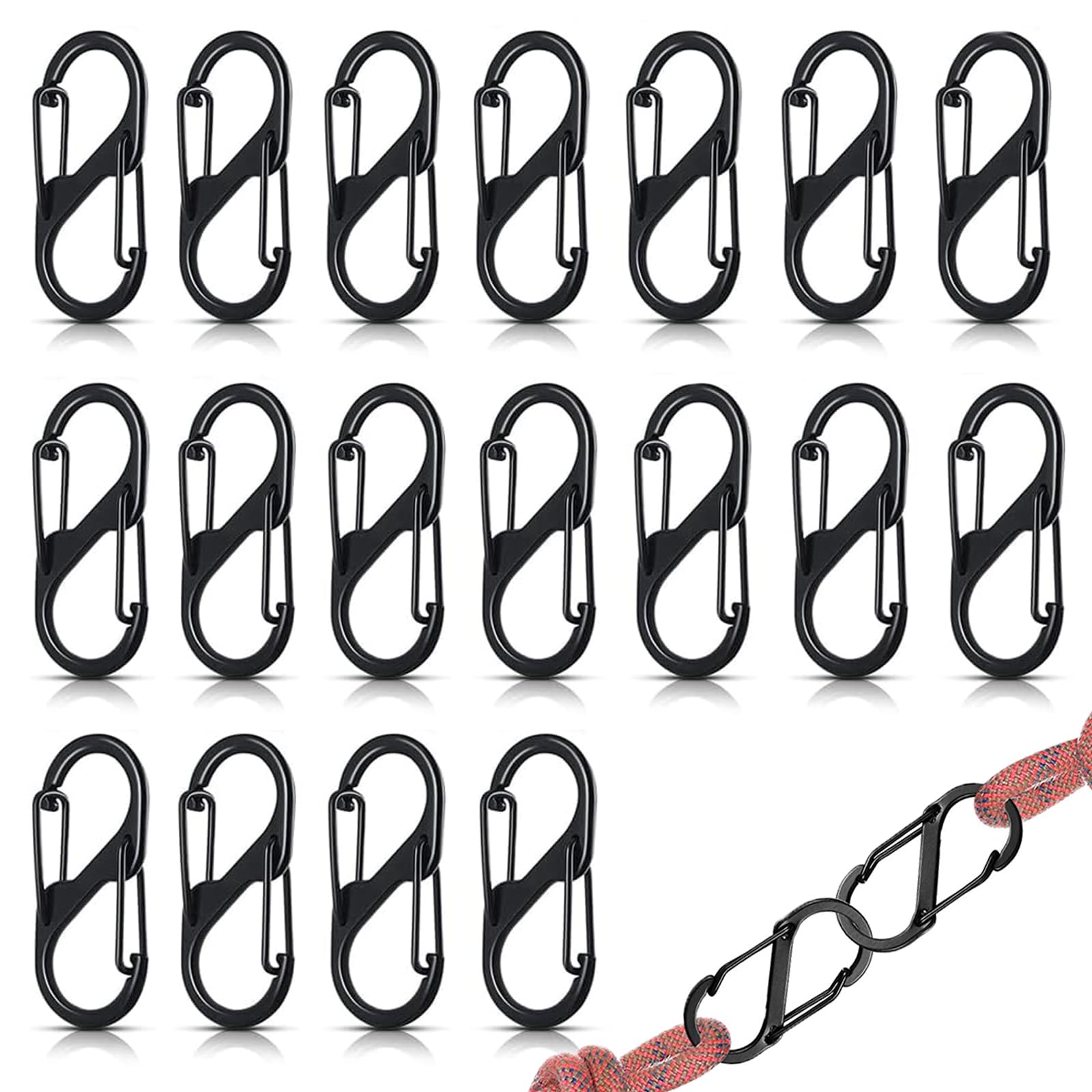Big Bargain Store 20 Pcs S Carabiner Clips Dual Spring Opening Carabiner Clip Zinc Alloy Dual Durable Snap Hook Backpack Buckle Clasps Key Carabiner Clips for Outdoor Hiking Camping Fishing Traveling
