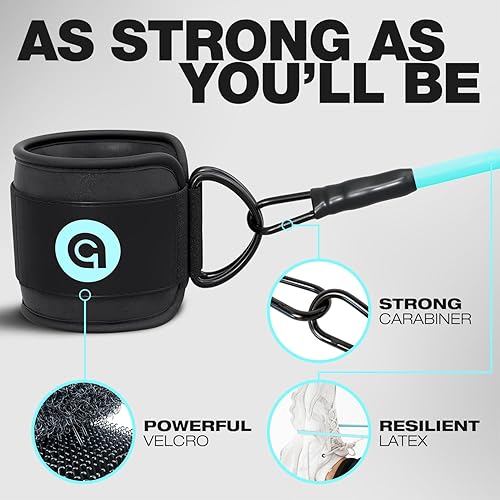 Miniatura 6 de Paquete de esterilla de ejercicio grande y bandas de resistencia al tobillo con puños