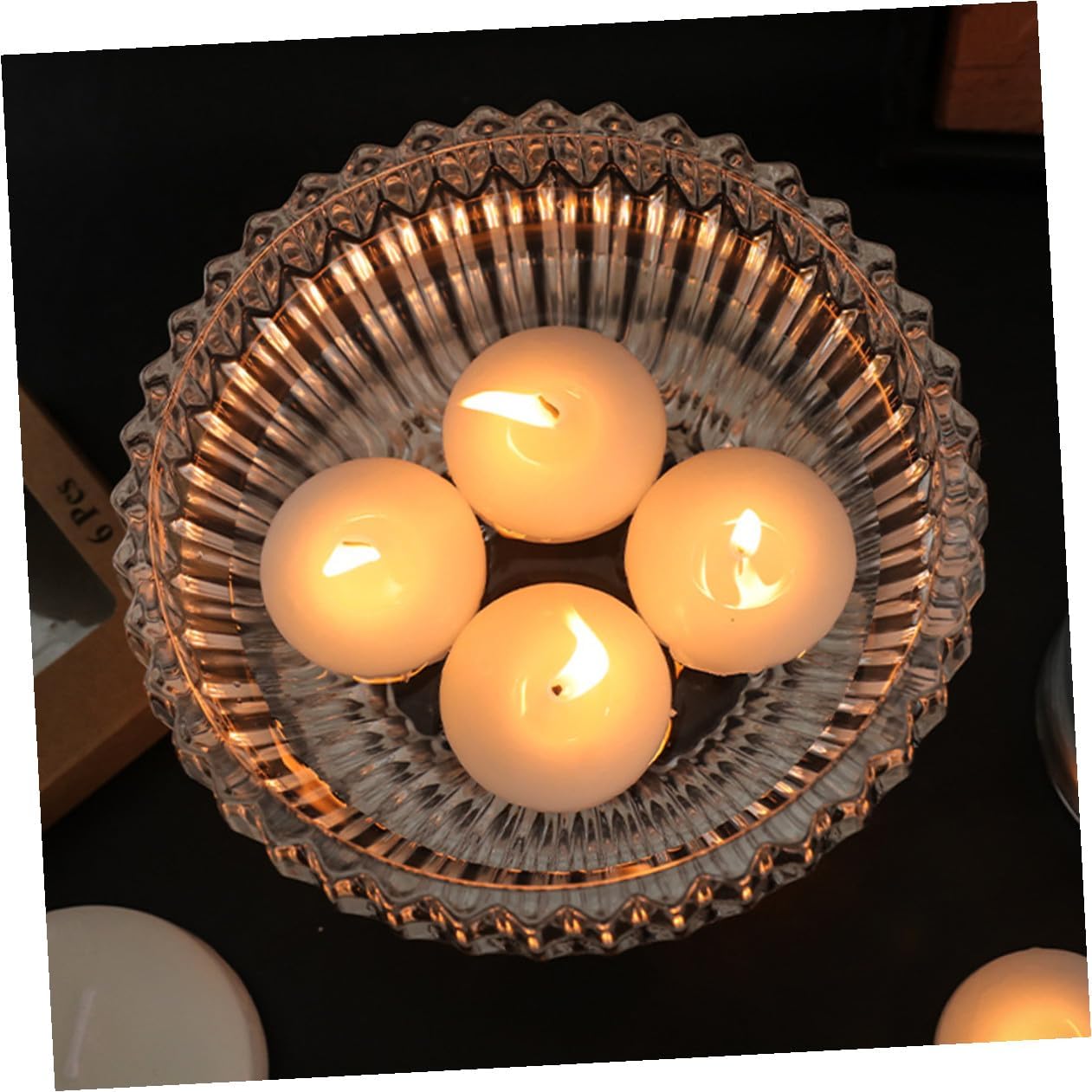 6pcs Small Unscented Round Floating Tealight Candles 4.5x2.5cm Dripless Wax for Wedding, Party, and Romantic Dinner Decorations
