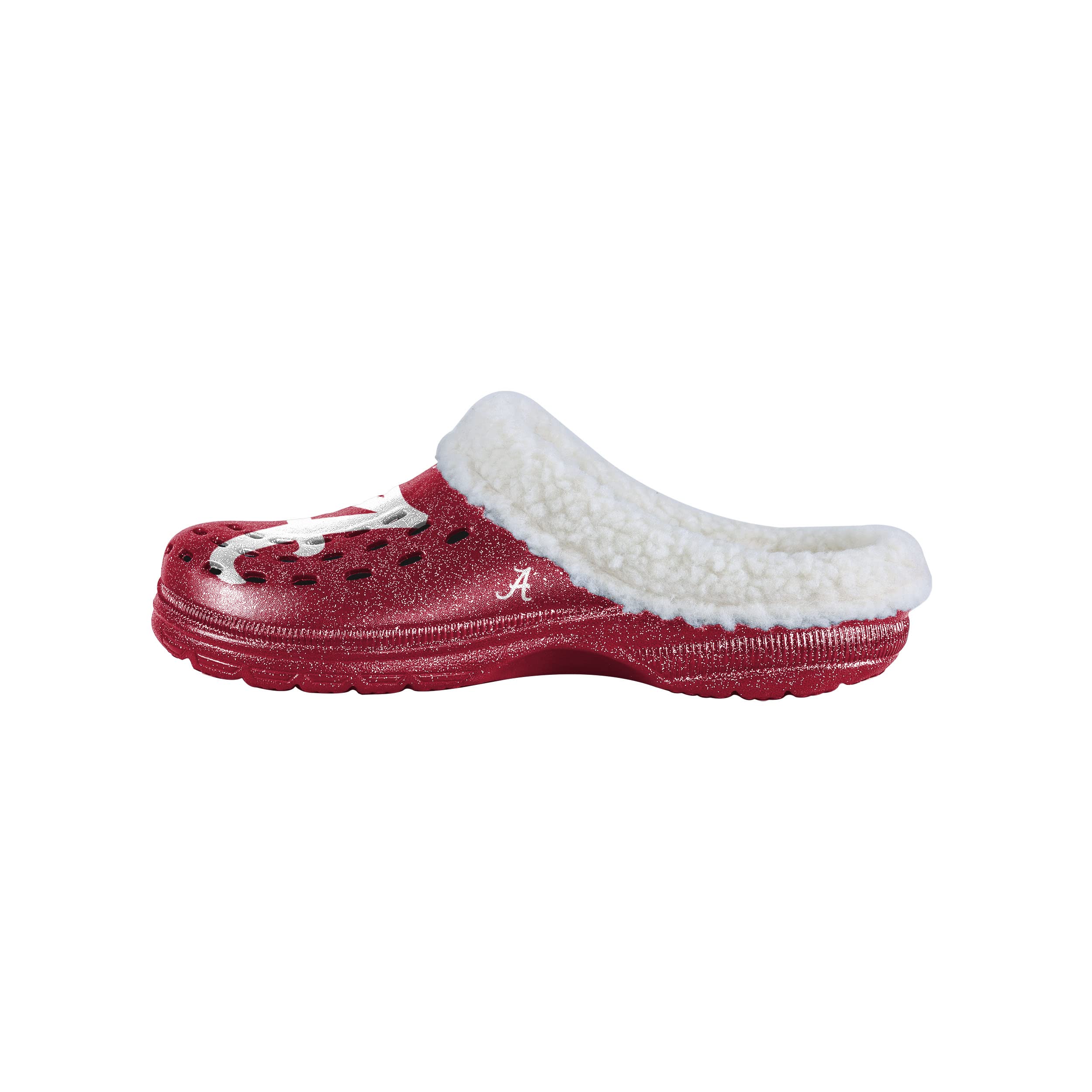 FOCO Alabama Crimson Tide NCAA Womens Sherpa Lined Glitter Clog - S