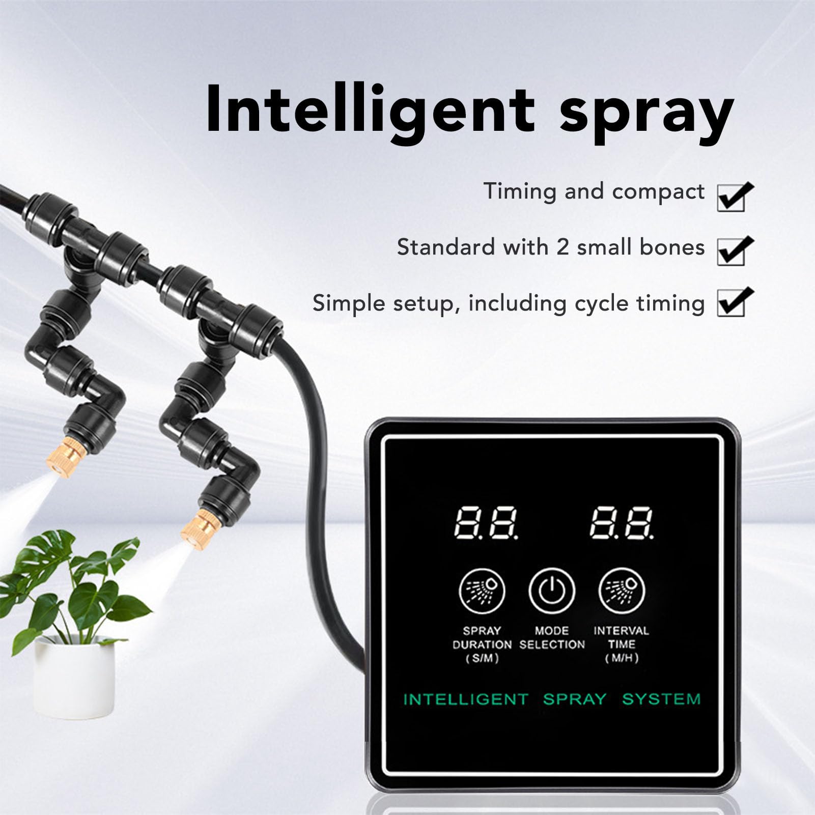 VBESTLIFE Umidificatori per Rettili, Nebulizzatore a Temporizzazione Automatica con di Spruzzatura Intelligente con Ugelli Nebulizzatori Regolabili a 360 °, Pompa Incorporata,