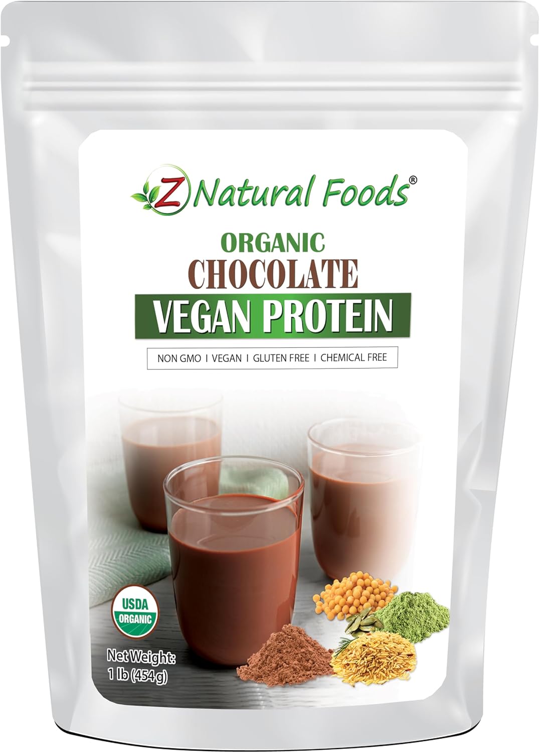 Organic Chocolate Vegan Protein Powder - Optimum Protein Blend Sourced From Pea, Brown Rice and Pumpkin With Cacao To Give A Delicious Chocolate Flavor Boost, Vegan, Stevia Sweetened - 1 lb