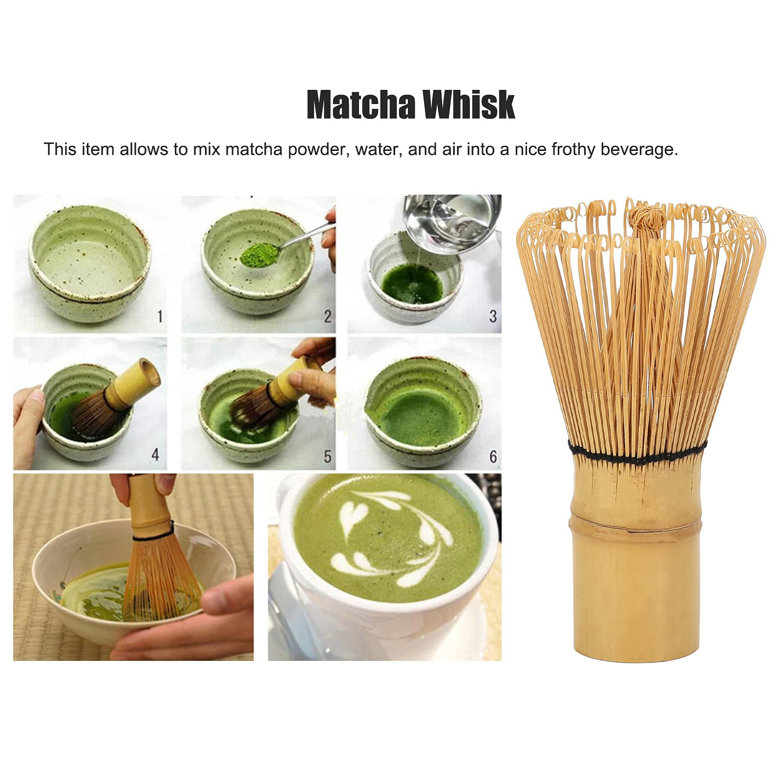 Naedien Fouet à Thé Vert Matcha, Fouet à Matcha En Bambou
