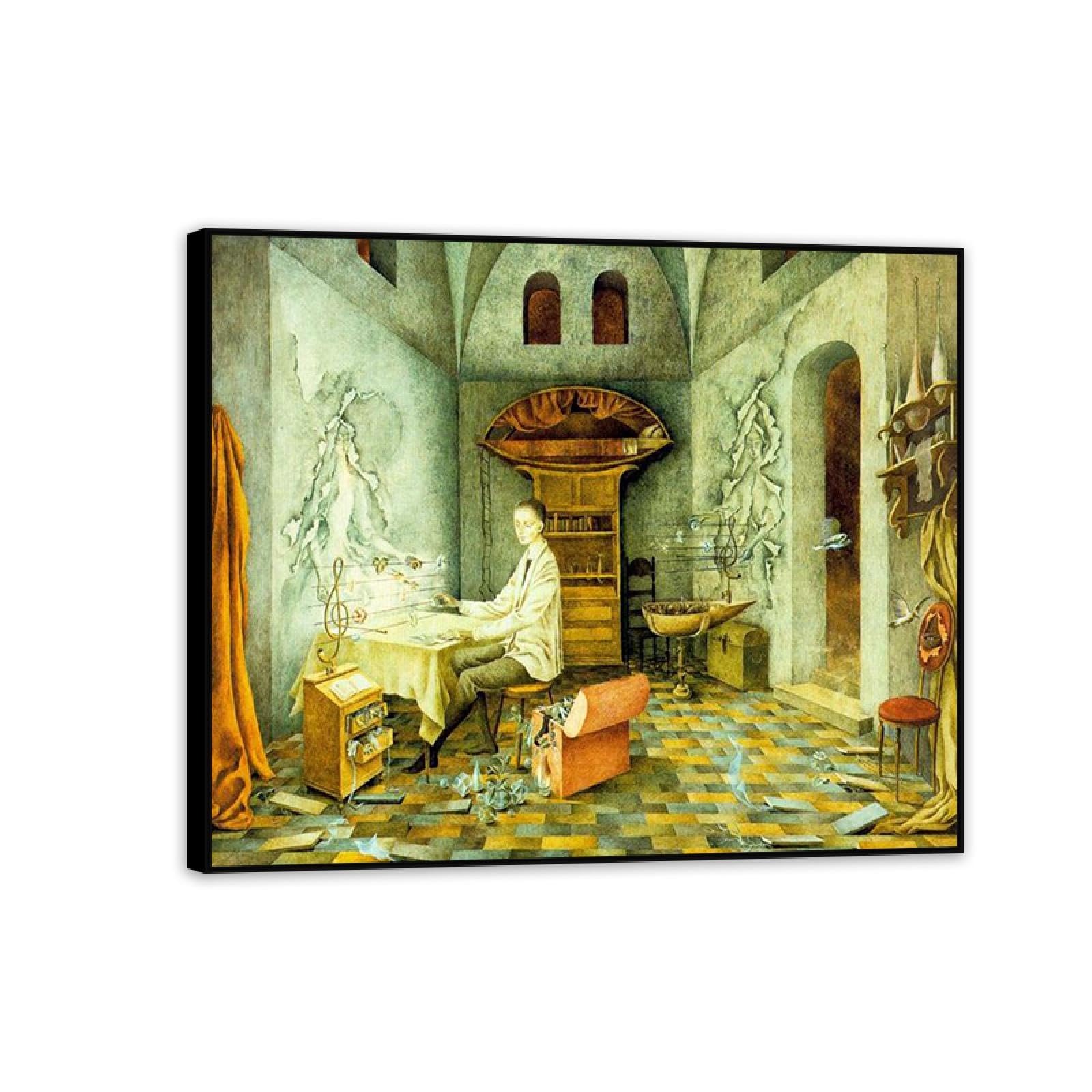 MYCGGDGH Remedios Varo Canvas Wall Art Reproductions of Famous Paintings Harmony Surrealist Canvas Painting Wall Decor for Living Room Bedroom Home Decor 65x50cm(26x19in) Black Framed