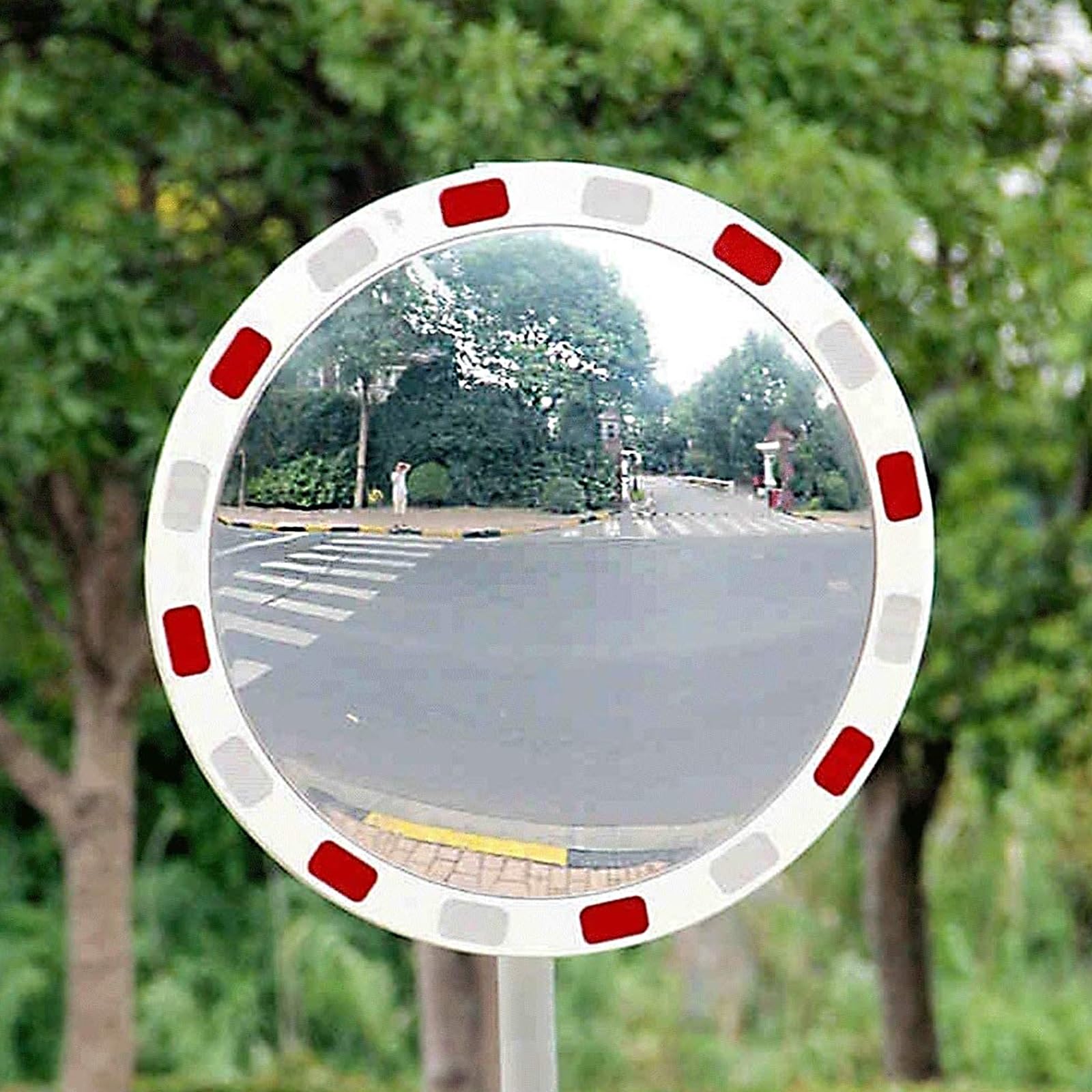 Zewnętrzne wypukłe lusterko drogowe - 61 cm lusterko inspekcyjne do martwego punktu bezpieczeństwa podjazdu dla bezpieczeństwa na rogach drogowych - odblaskowy widok panoramiczny dla lepszej