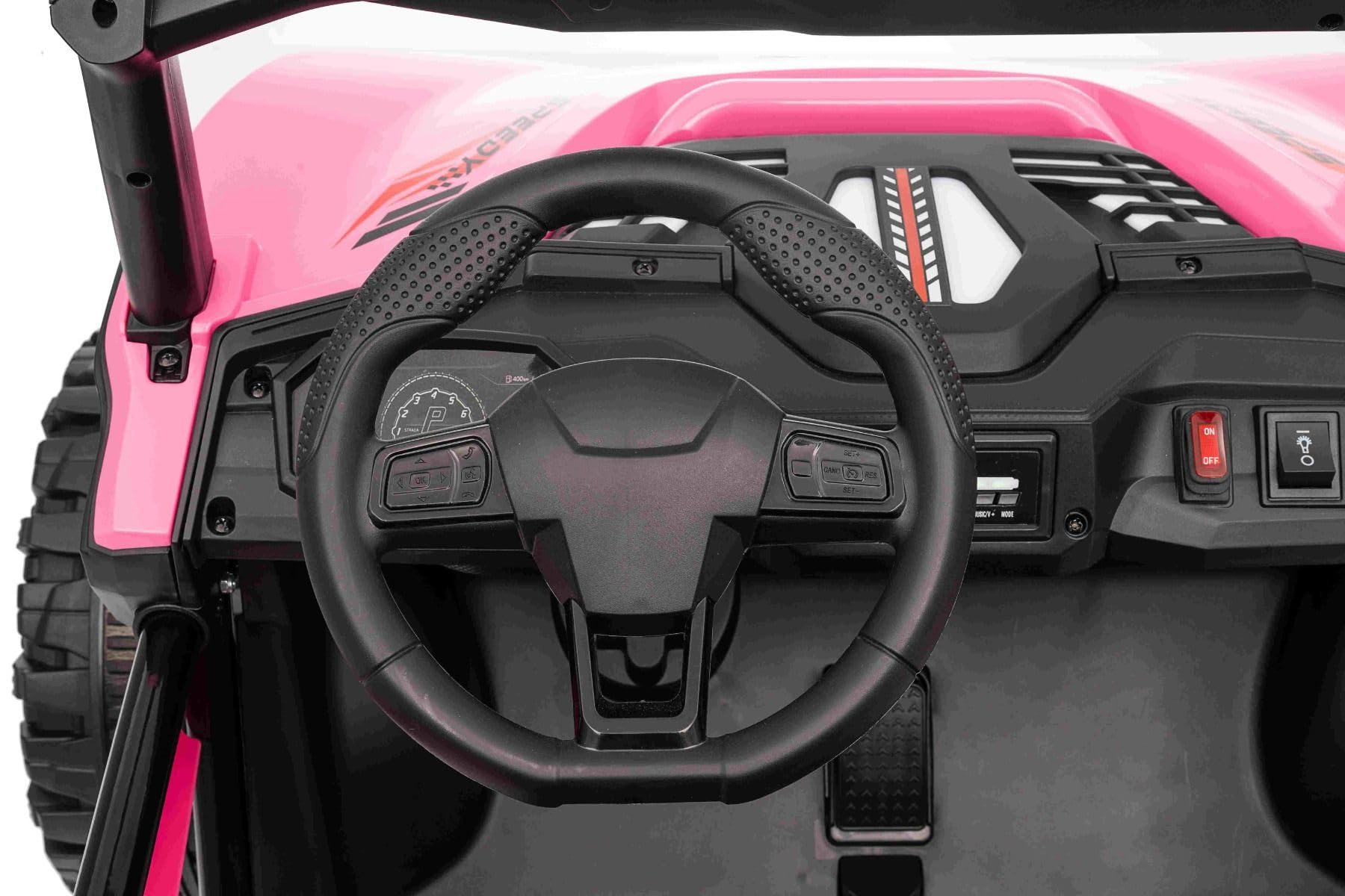 T-REX Ride 4x4 elektryczny samochód dla dzieci, 24 V, róże, odtwarzacz MP3 z wejściem USB/AUX, napęd 4 x 4, bateria litowa, zawieszenie, pilot zdalnego sterowania, oświetlenie LED