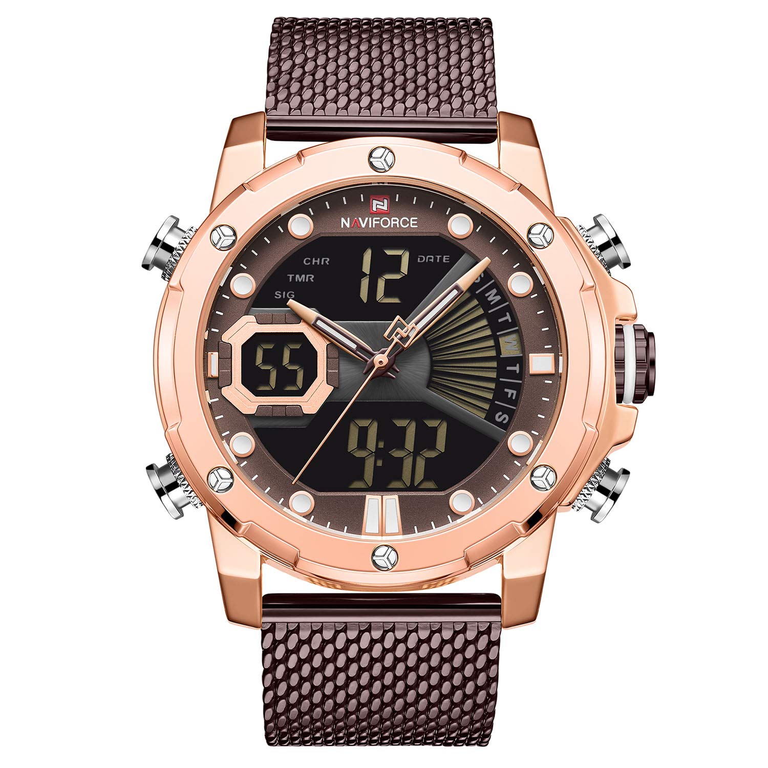NAVIFORCE Mens Digital Watches Stainless Steel Sport Water-resistant Watch with Alarm Military Dual Time Wristwatch, CC (B0837QXCWP) Amazon Price History, Amazon Price Tracker