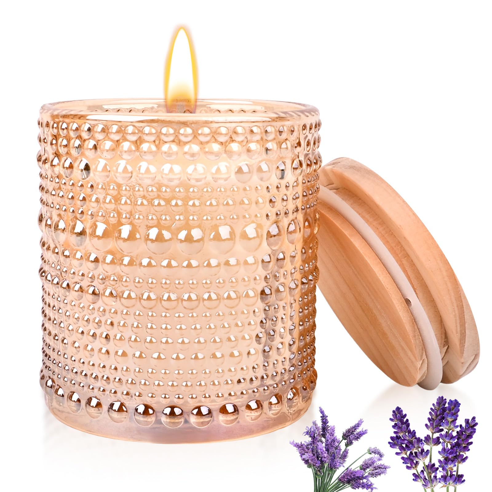 Vela en tarro de lavanda, 6 onzas, 40 horas, aroma calmante, cera de soja ecológica