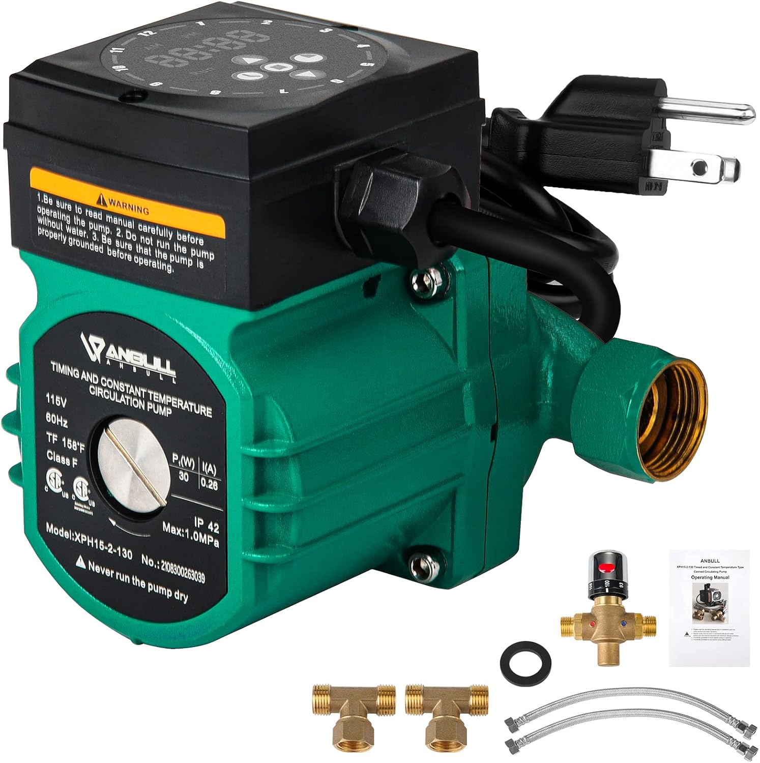 Anbull Hot Water Recirculating Pump System with Timer & Sensor Valve