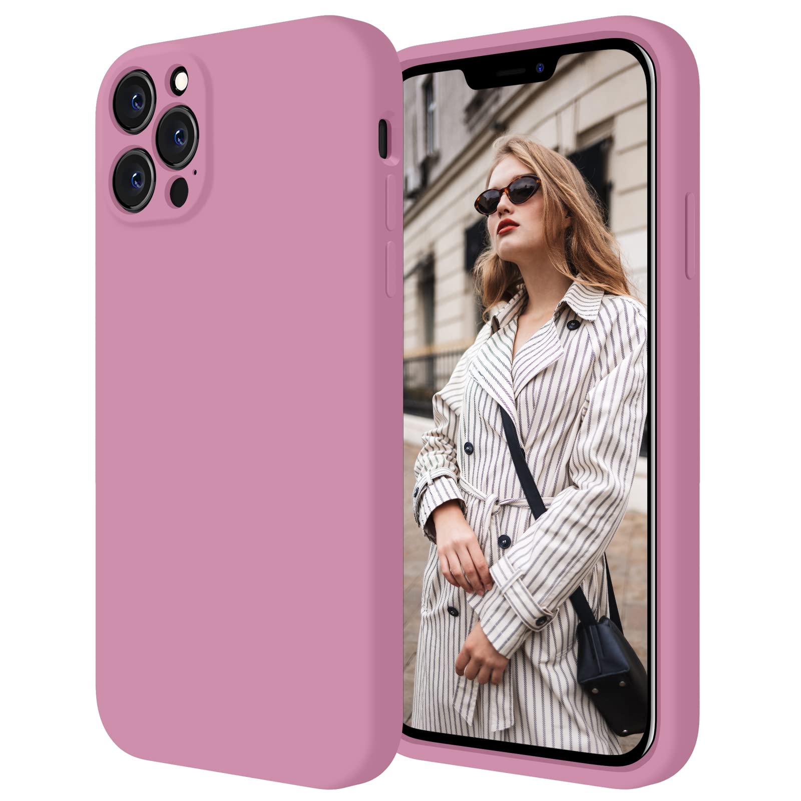 FireNova Designed for iPhone 12 Pro Case, Silicone [Camera Protecion] Phone Case with Soft Anti-Scratch Microfiber Lining, 6.1 inch, Lilac Purple