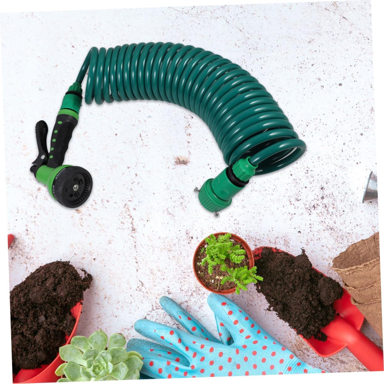 1 Set Lightweight Retractable Coil Hose Expandable Garden Car Washing Hose with Multiple Spray Patterns for Home Cleaning Watering Tasks