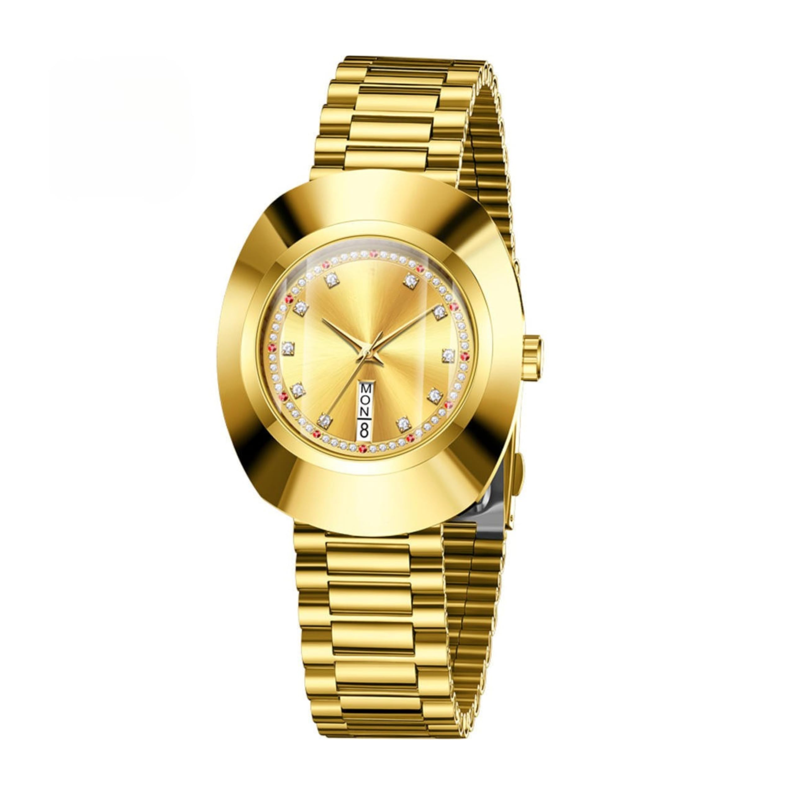 Branded Women's Luxury Diamond Day Date Dial Rhombus Mirror Quartz Watch Gold Bracelet Women's Watch Luxury Metal Gift Creative Watch-image-31