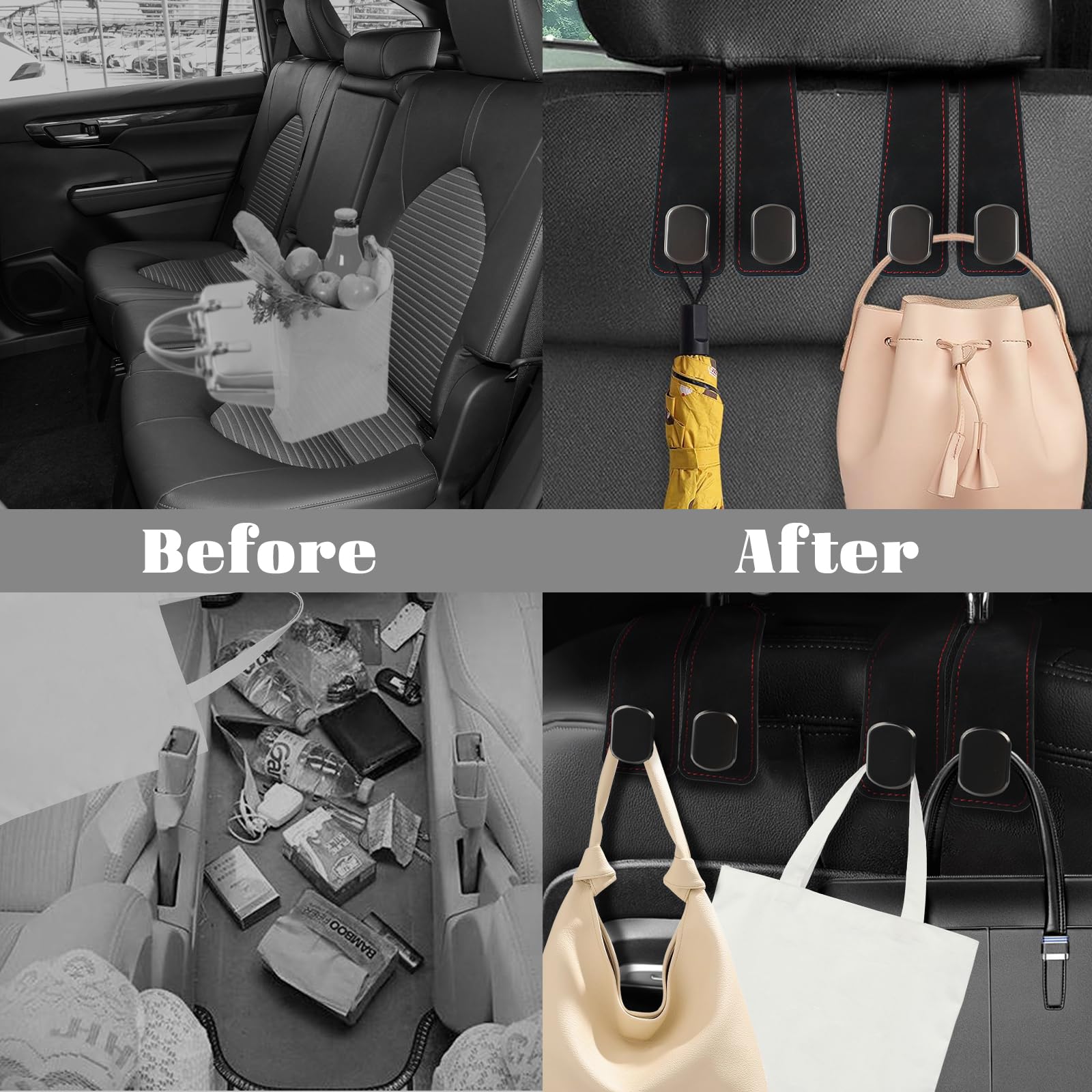 Ganci per poggiatesta auto in pelle PU / organizer per sedile