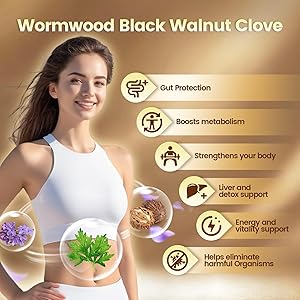 18-in-1 Black Walnut Wormwood Cleanse for Humans, 80 Day Supply, 6600mg Serving, Rapid Gut Cleanse & Digestive Health with Clove, Garlic, Turmeric, Pumpkin Seed, Oregano, Berberine & More 240 Softgels