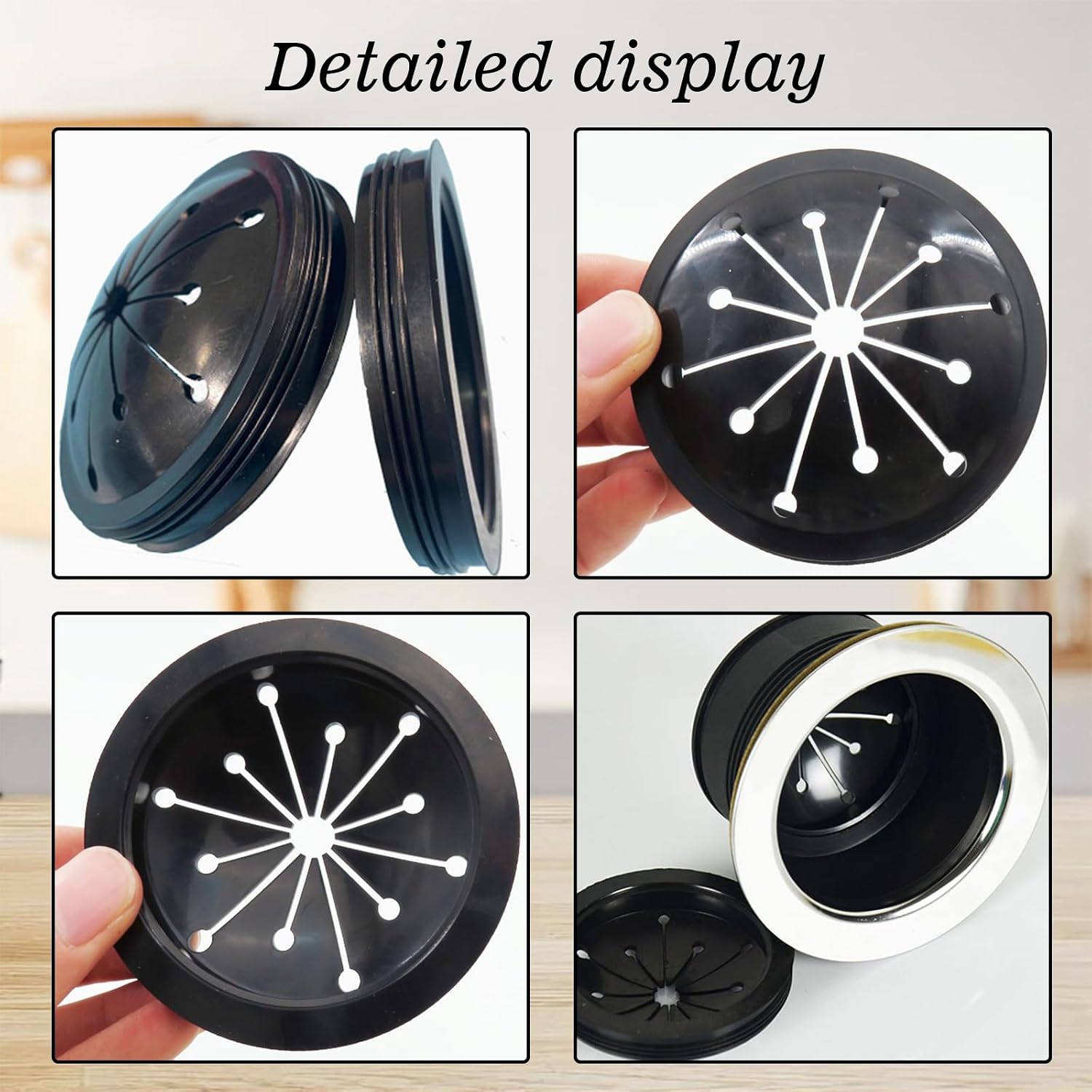 Incauca 2 Pack Garbage Disposal Splash Guard Rubber Insert, 3.1 Inch Kitchen Sink Drain Guard Baffle Replacement Cover, Quiet Food Waste Disposer Parts Accessories Drain Plugs